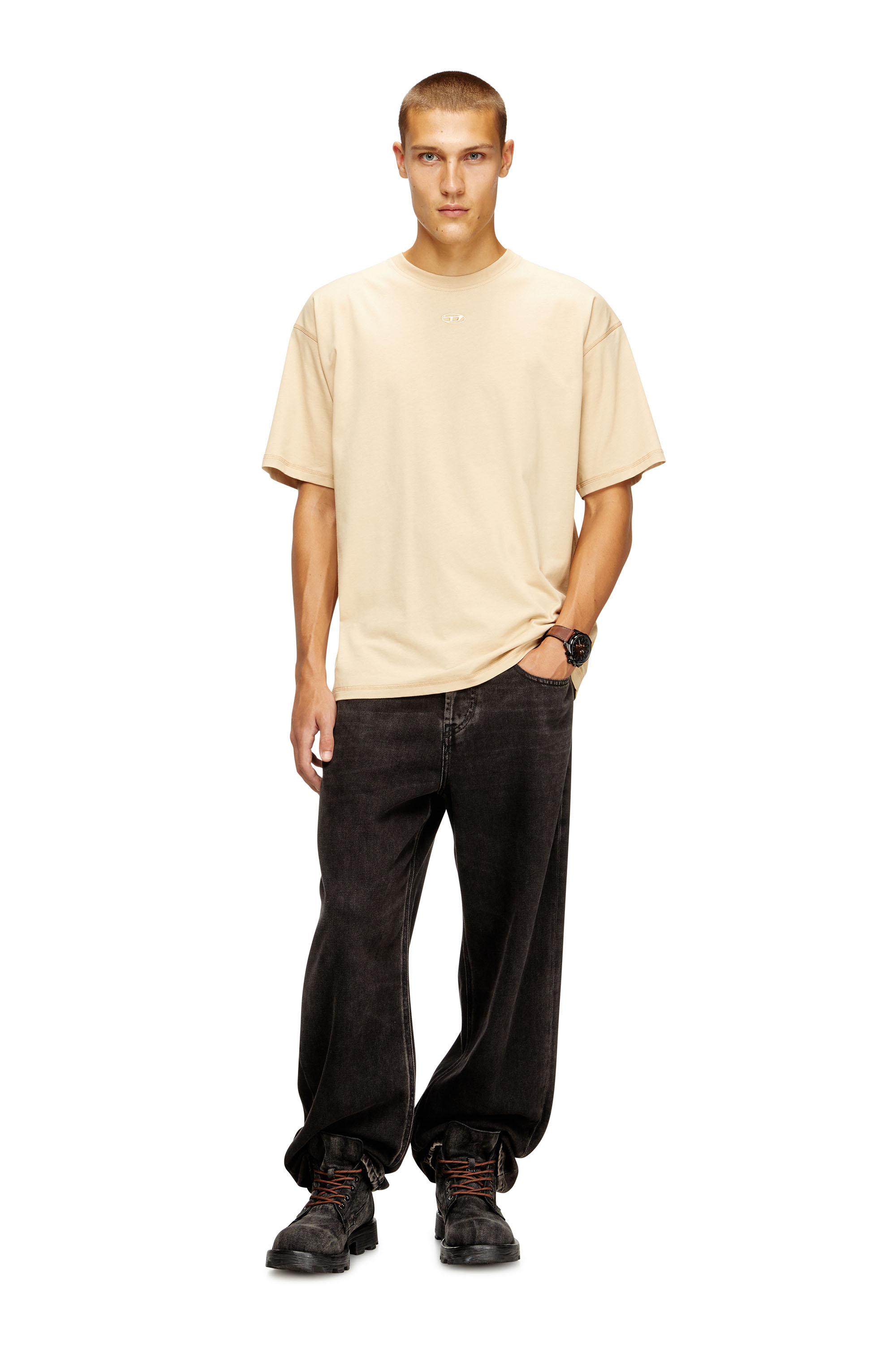 Diesel - T-LUCIEN-IHBI, Male's Relaxed T-shirt in organic cotton in ベージュ - 2