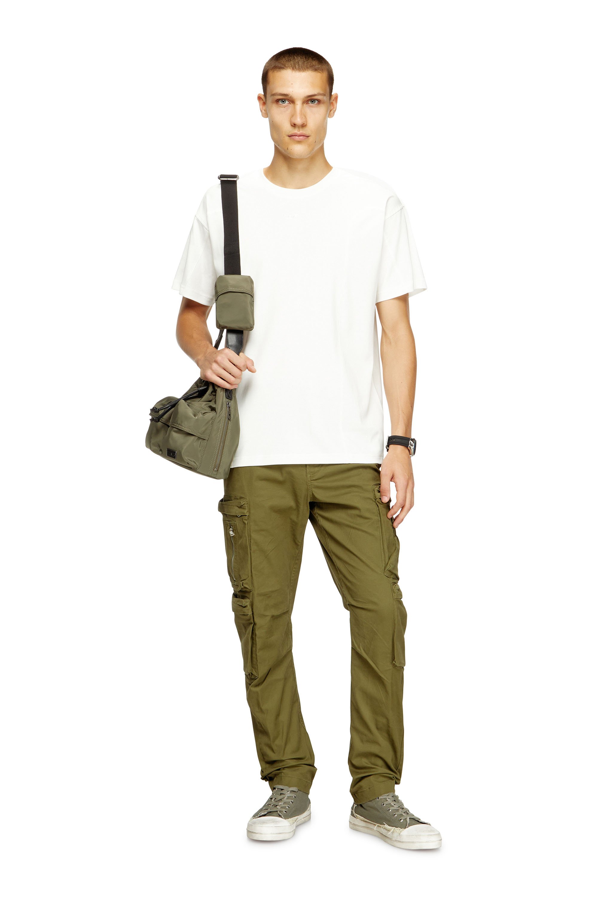 Diesel - T-NORM-INT, Male's Short-sleeve T-shirt with panels in ホワイト - 2