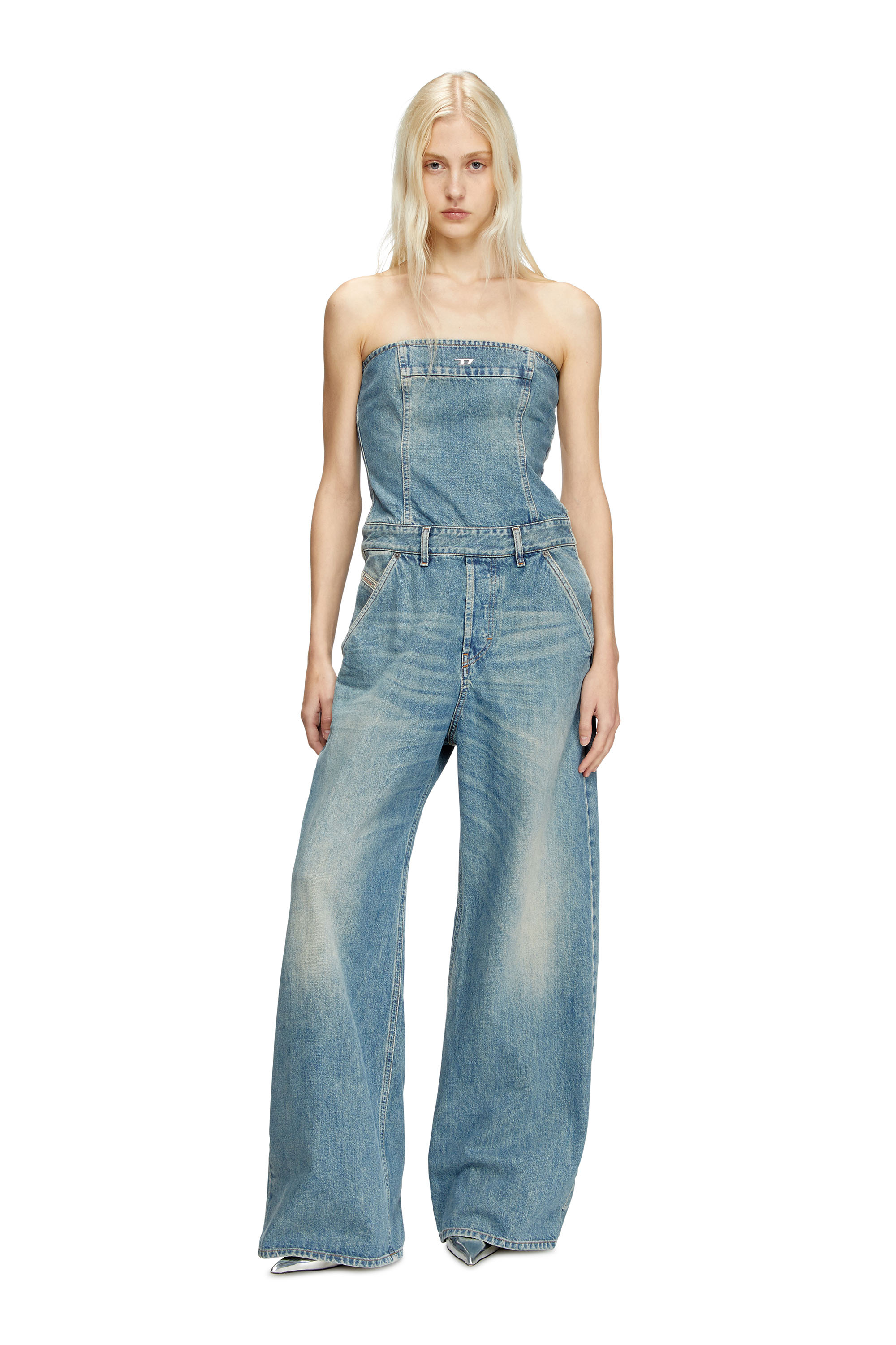 Diesel - DE-BRIDE, Female's Denim strapless jumpsuit in ライトブルー - 4