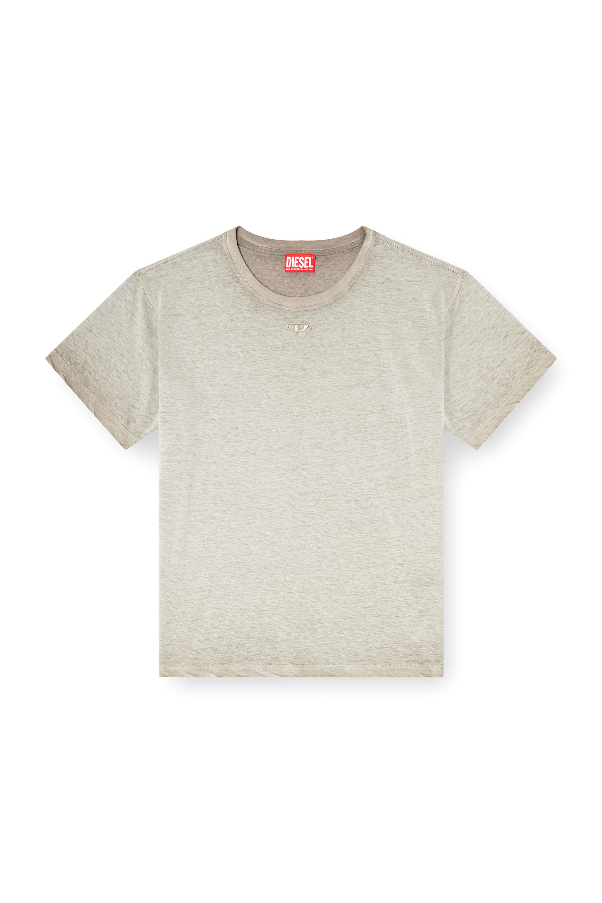 Diesel - T-NORMY-S18, Female's Hemp-cotton T-shirt with Oval D logo in グレー - 3