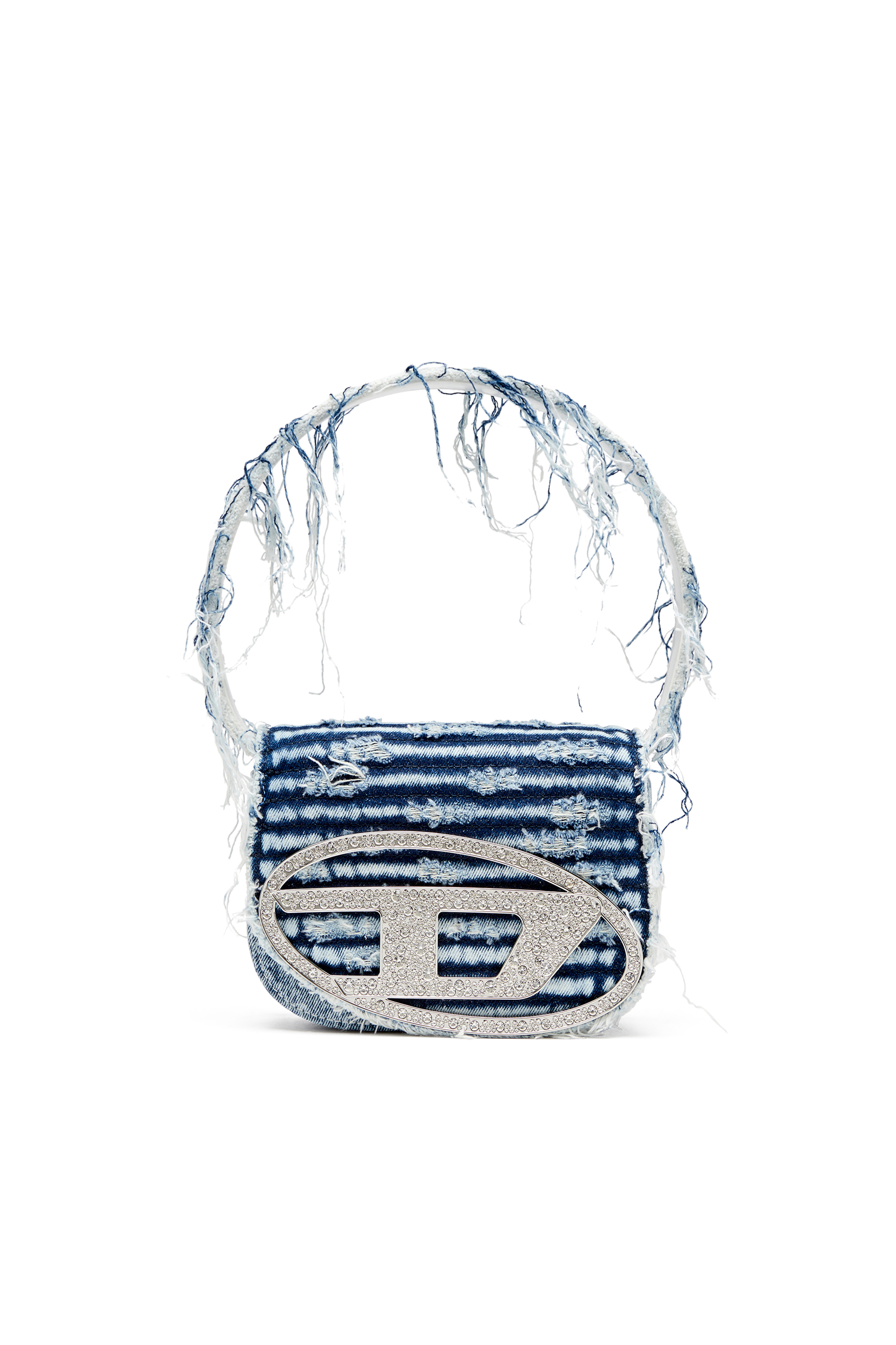 Diesel - 1DR, Female's 1DR-Iconic shoulder bag in frayed denim in ブルー - 1