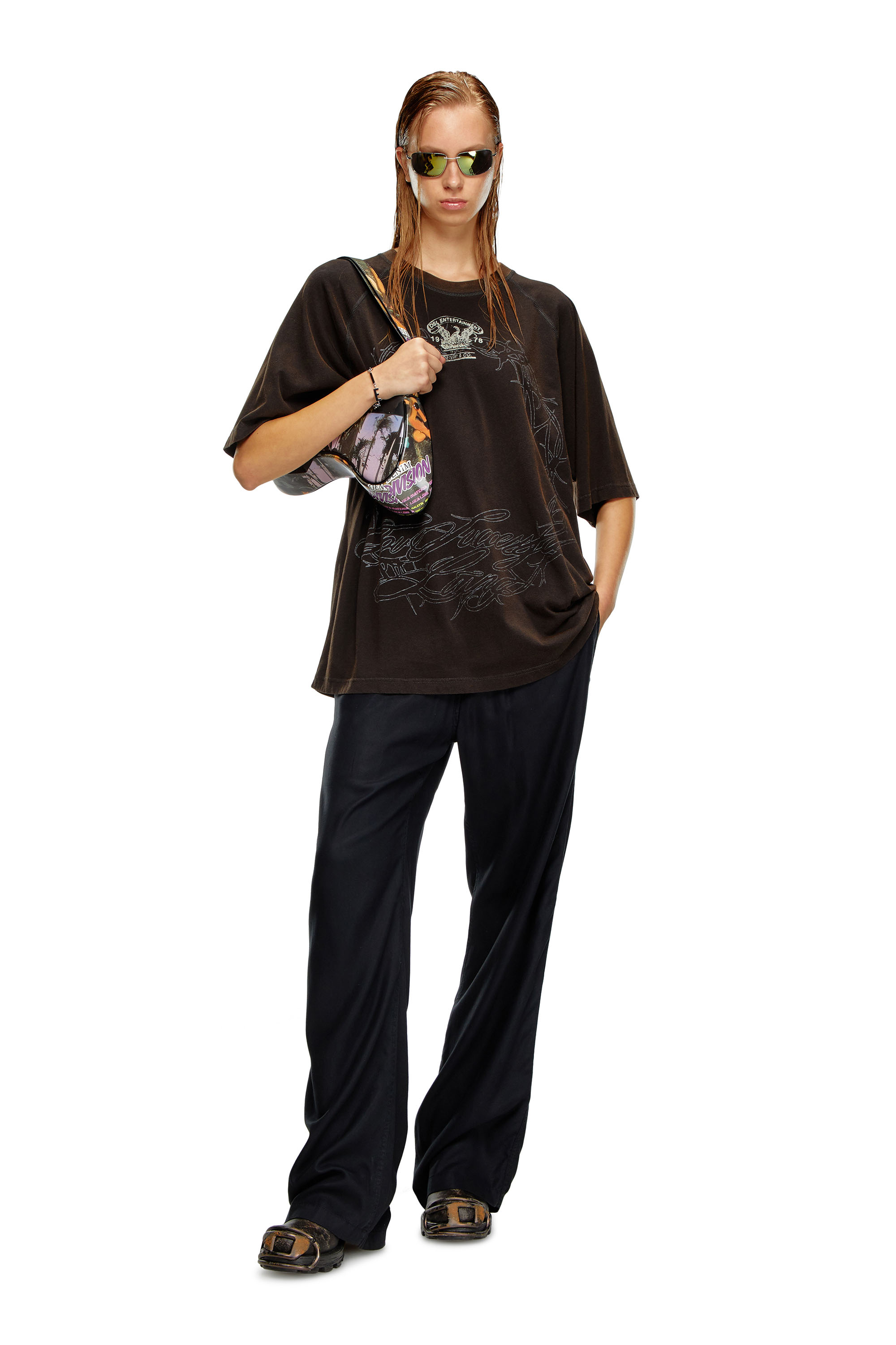 Diesel - P-DREYER-C-WN, Female's Track pants in fluid twill in ブラック - 2