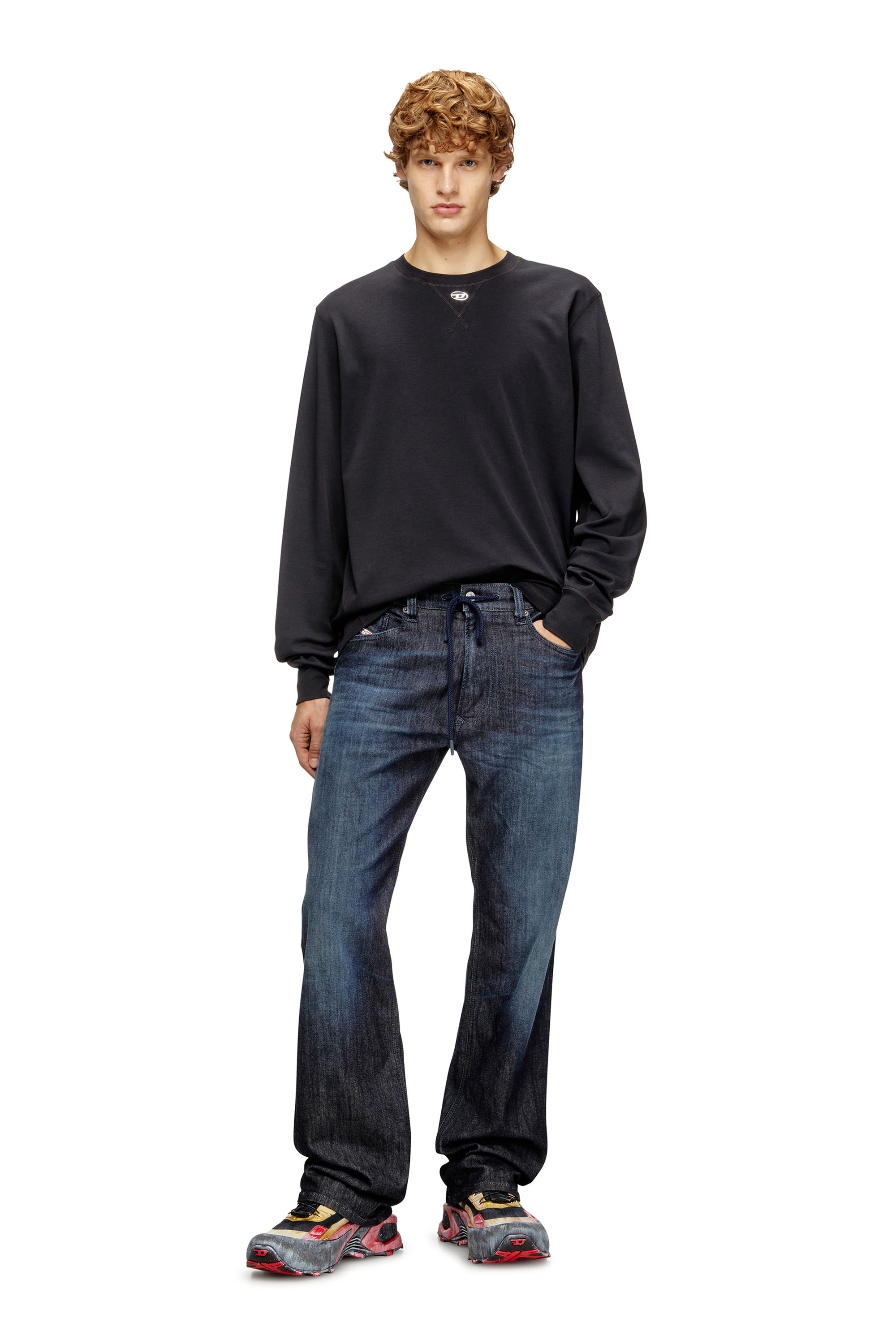 Diesel - T-MADJUST-LS-TR, Male's 長袖Tシャツ in ダークグレー - 1