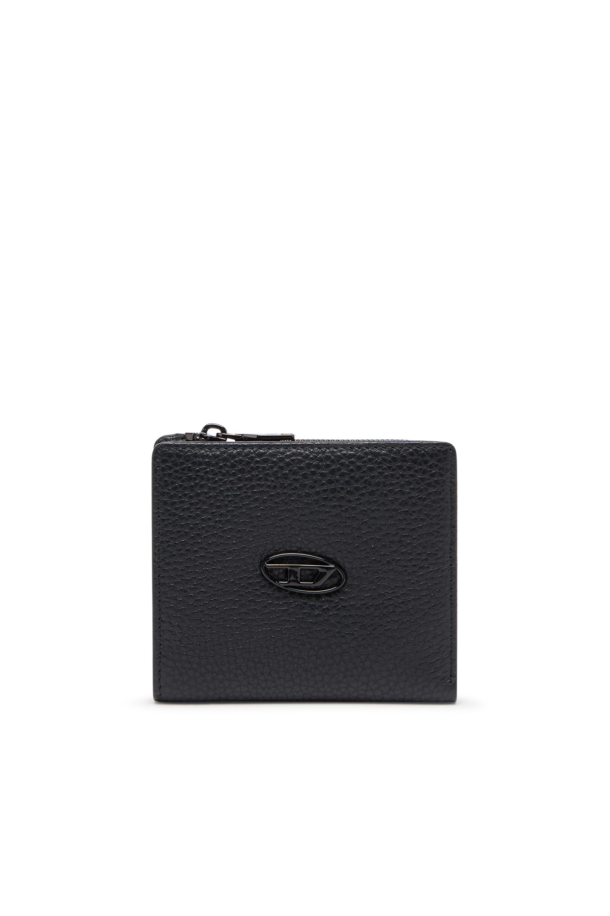 Diesel - HISSU EVO BI FOLD ZIP L, Male's Bi-fold wallet in grainy leather in ブラック - 1