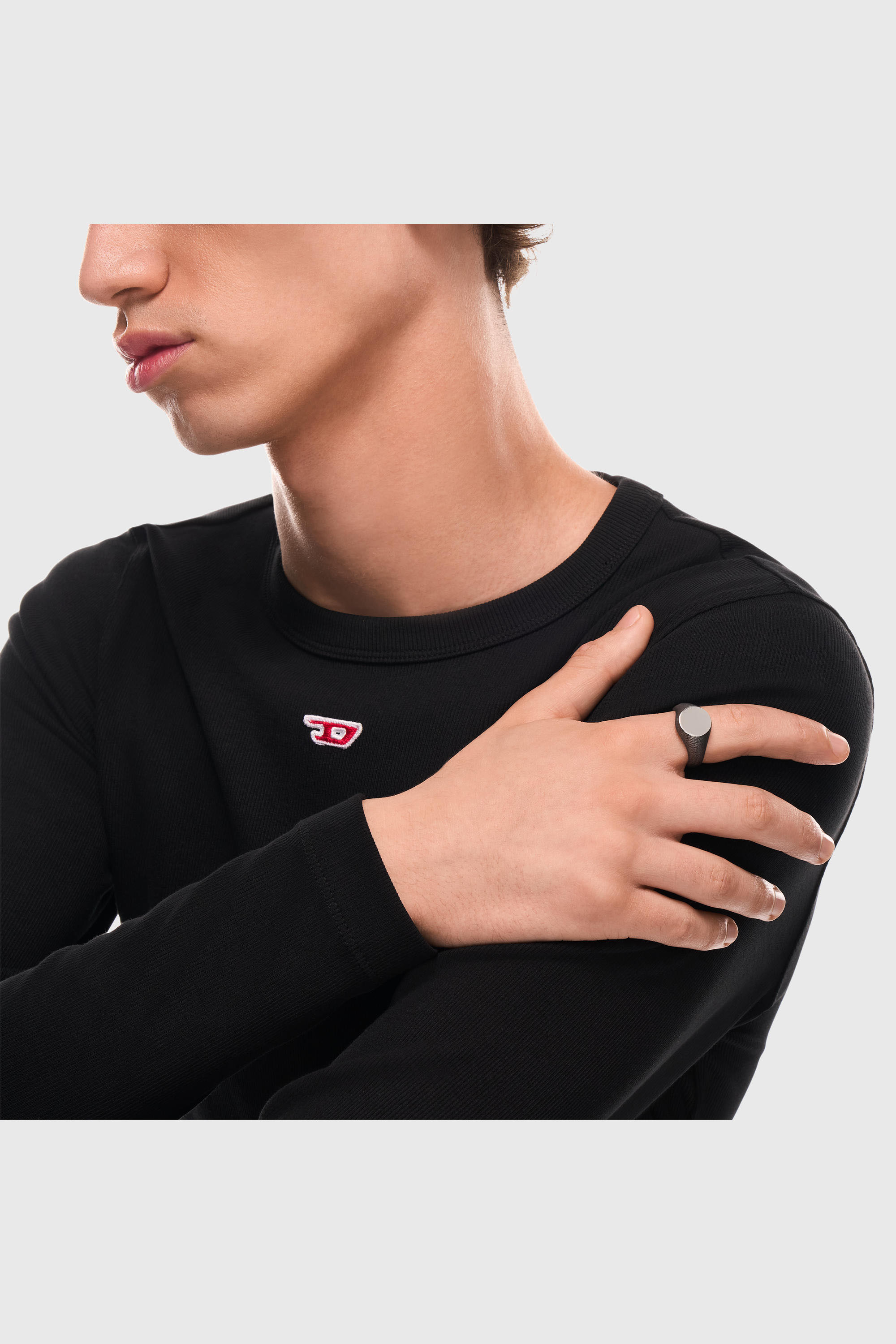 Diesel - DX1736040, Unisex's Stainless steel denim texture signet ring in シルバー - 5