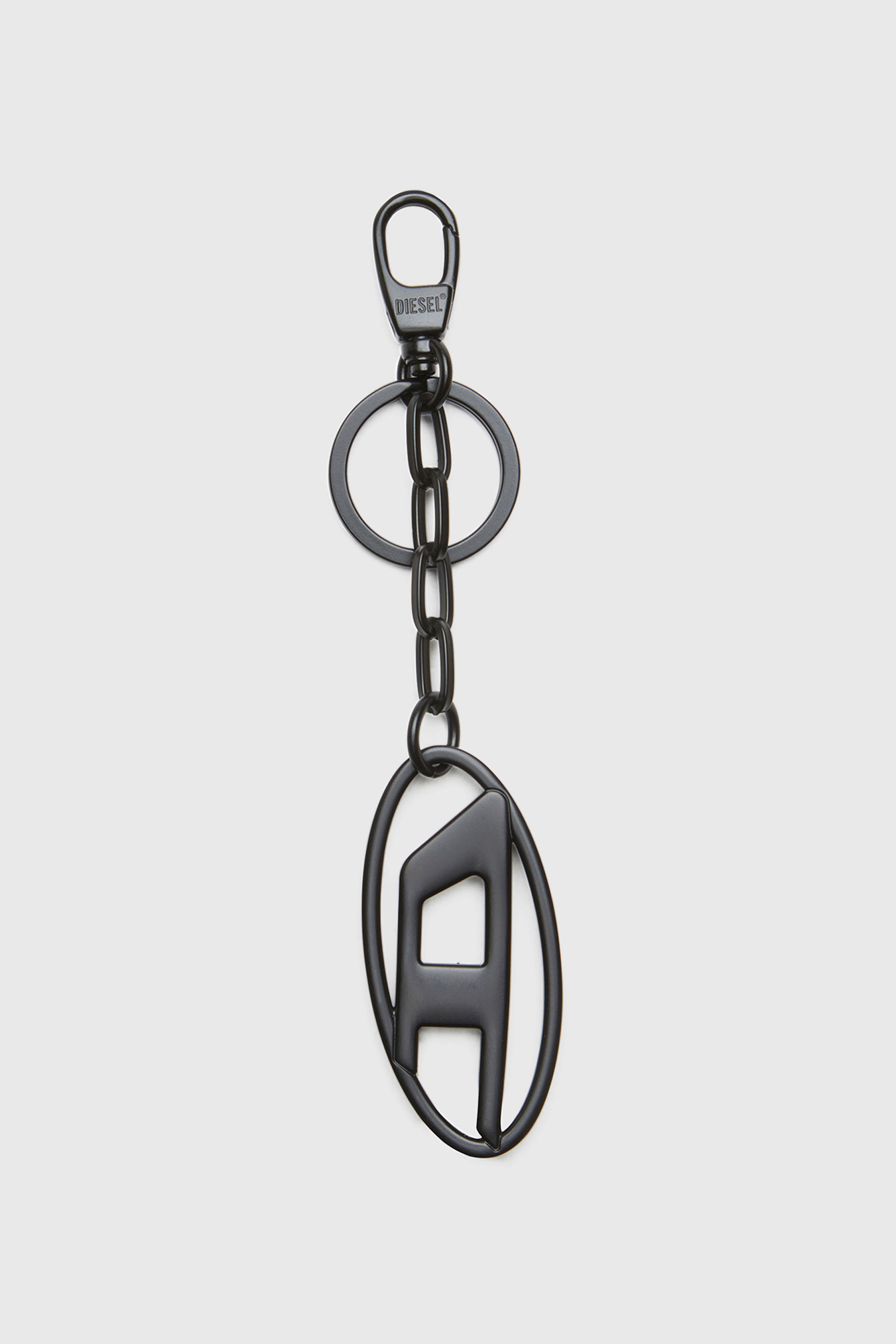 Diesel - HOLY-C, Female's Metal Oval D keyring with crystals in ブラック/シルバー - 2