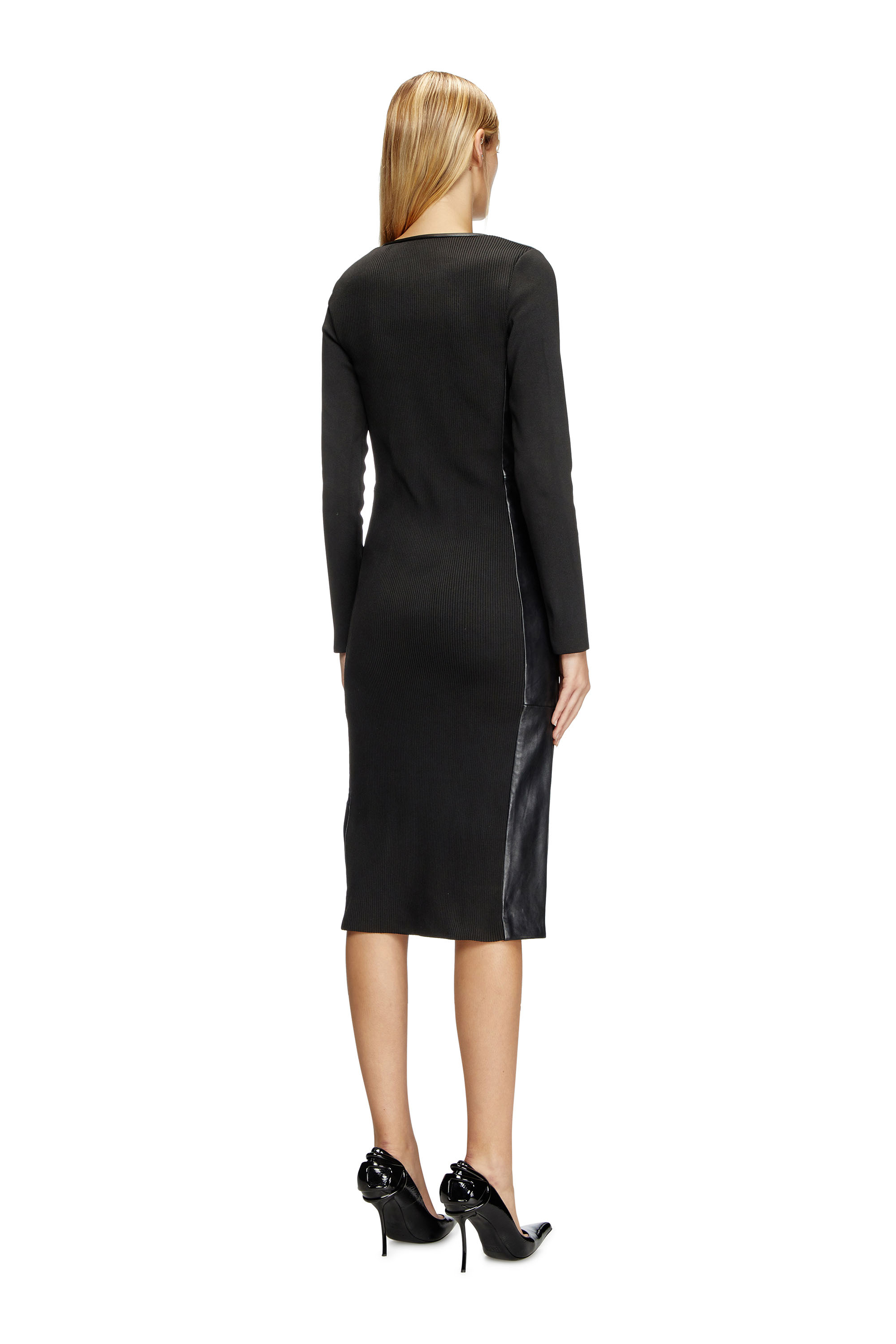 Diesel - L-OLA, Female's Dress in leather and stretch knit in ブラック - 4