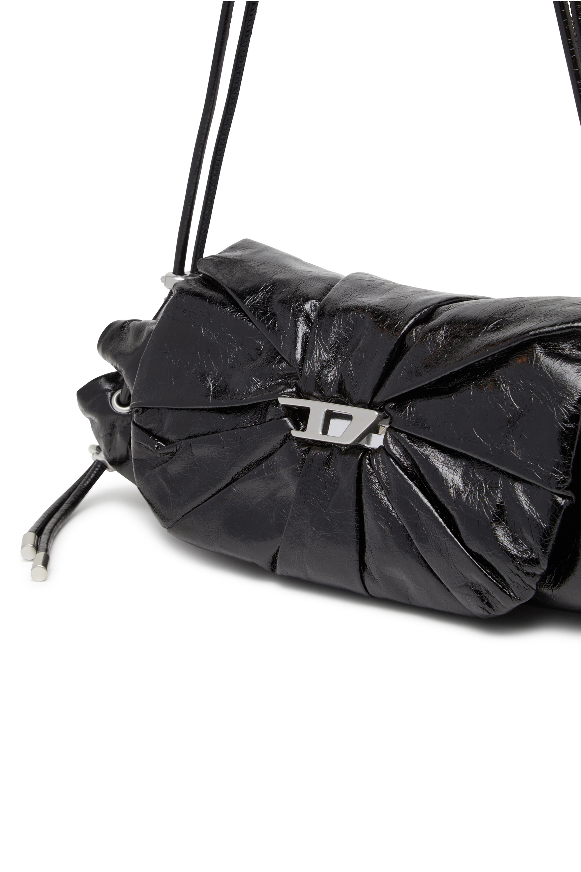 Diesel - SCRUNCH-D SHOULDER S, Female's Scrunch-D S-Shoulder bag in scrunched leather in ブラック - 5