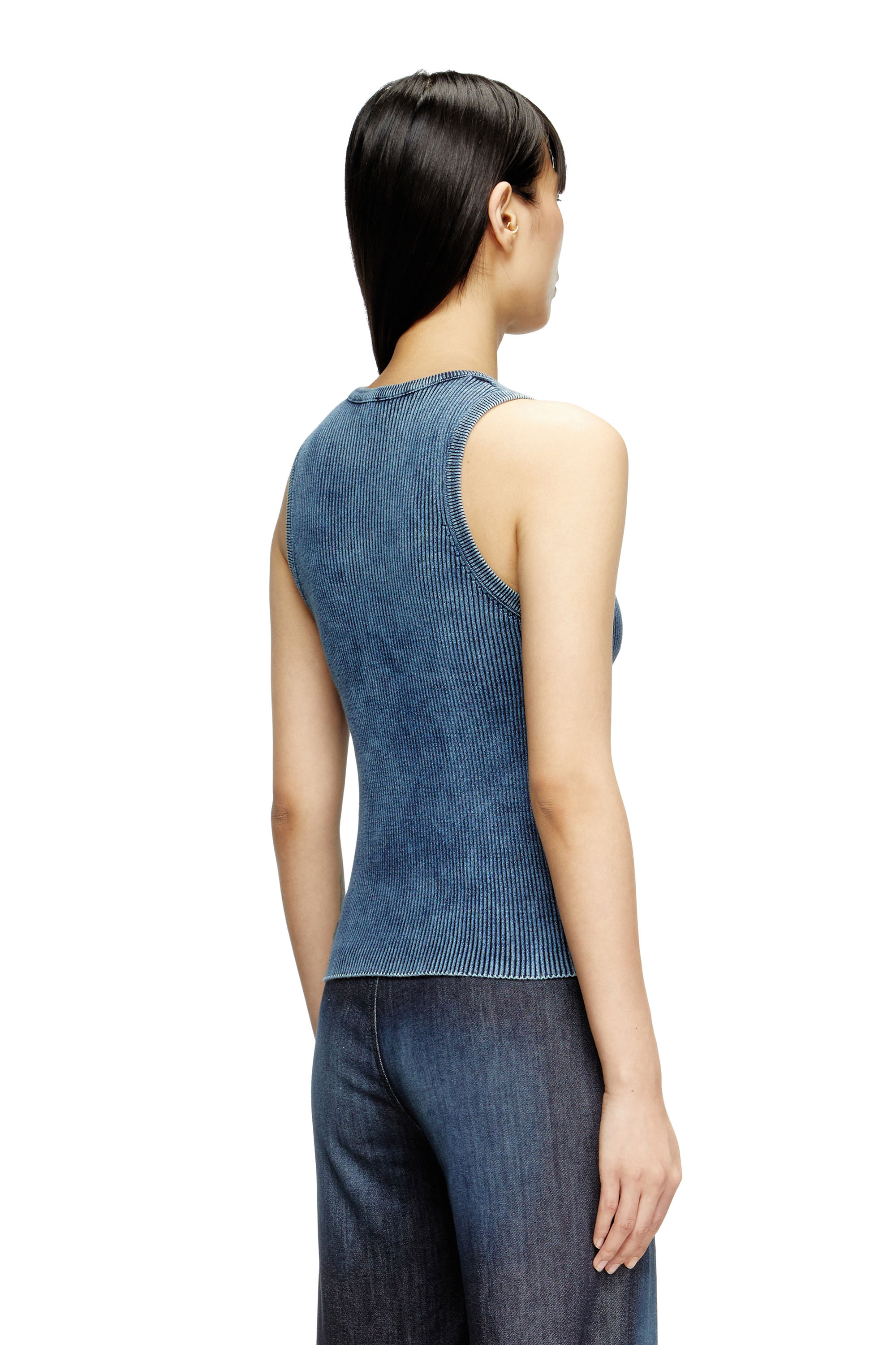 Diesel - M-ANCHOR-A-SL, Female's Rib-knit tank top with Oval D in ダークブルー - 4