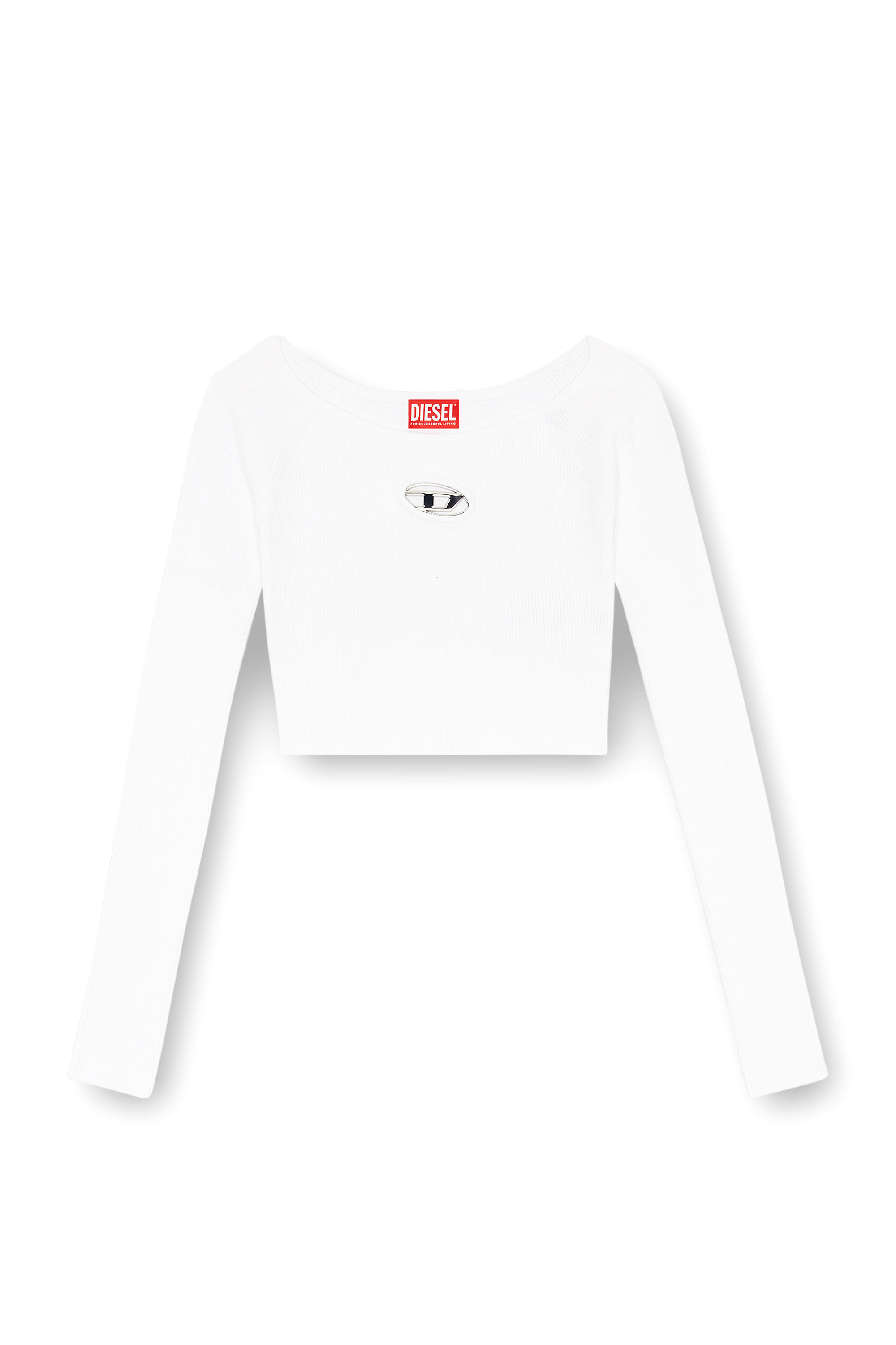 Diesel - M-VERA-LS, Female's Off-the-shoulder top in ribbed knit in ホワイト - 3