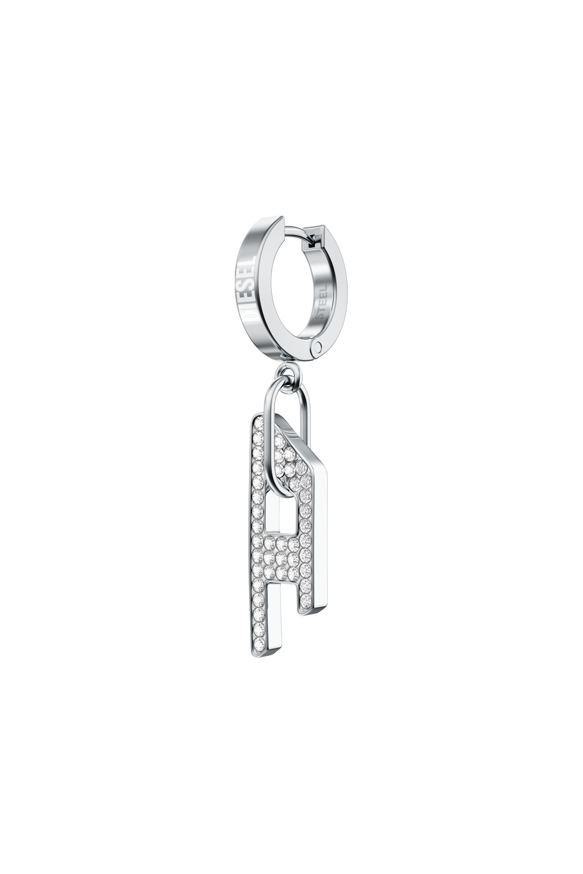 Diesel - DX1706040 JEWELLERY, Unisex's Stainless steel glitz D drop earring in シルバー - 1