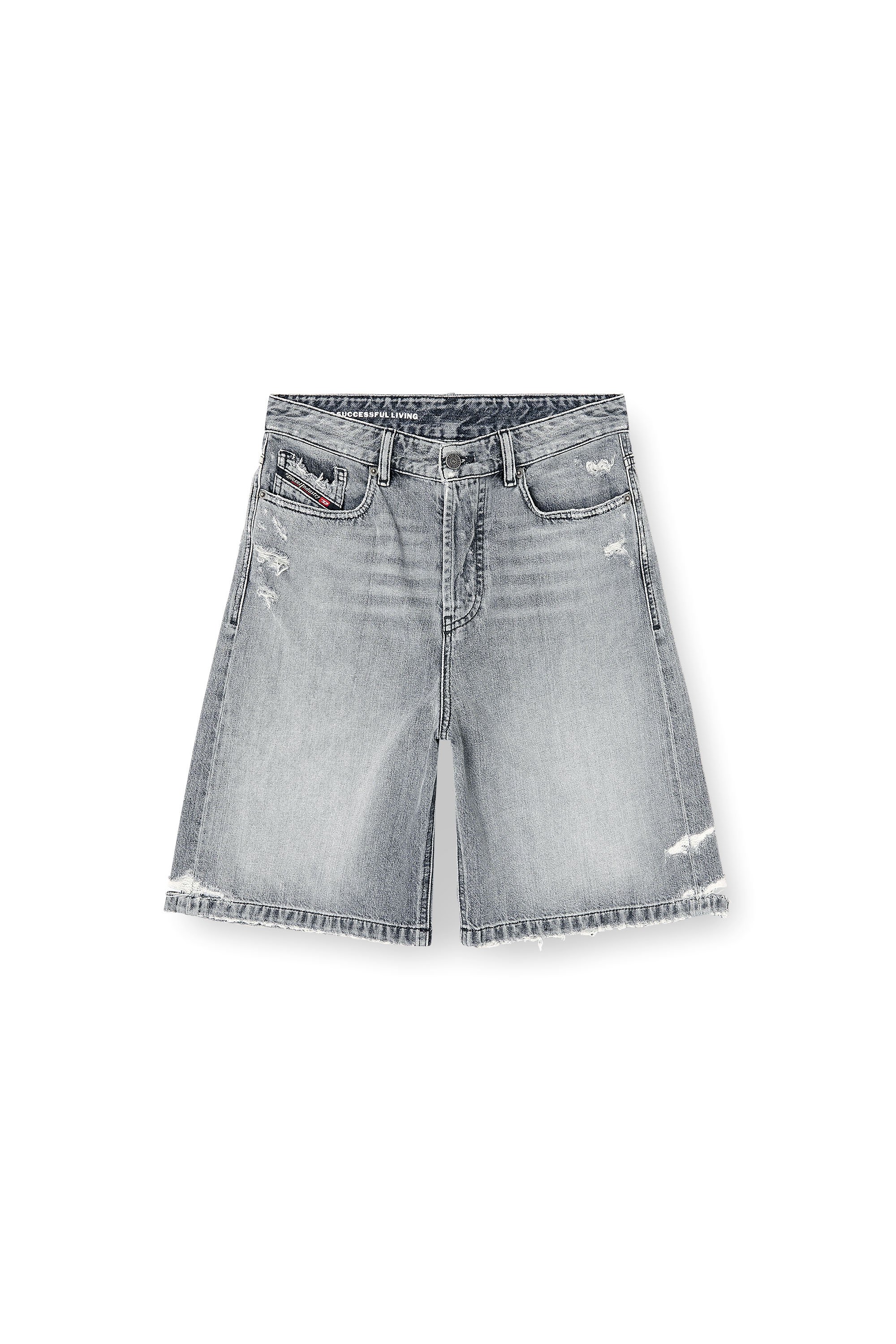 Diesel - DE-SIRE-SHORT, Female's Denim shorts with frayed hems in グレー - 4