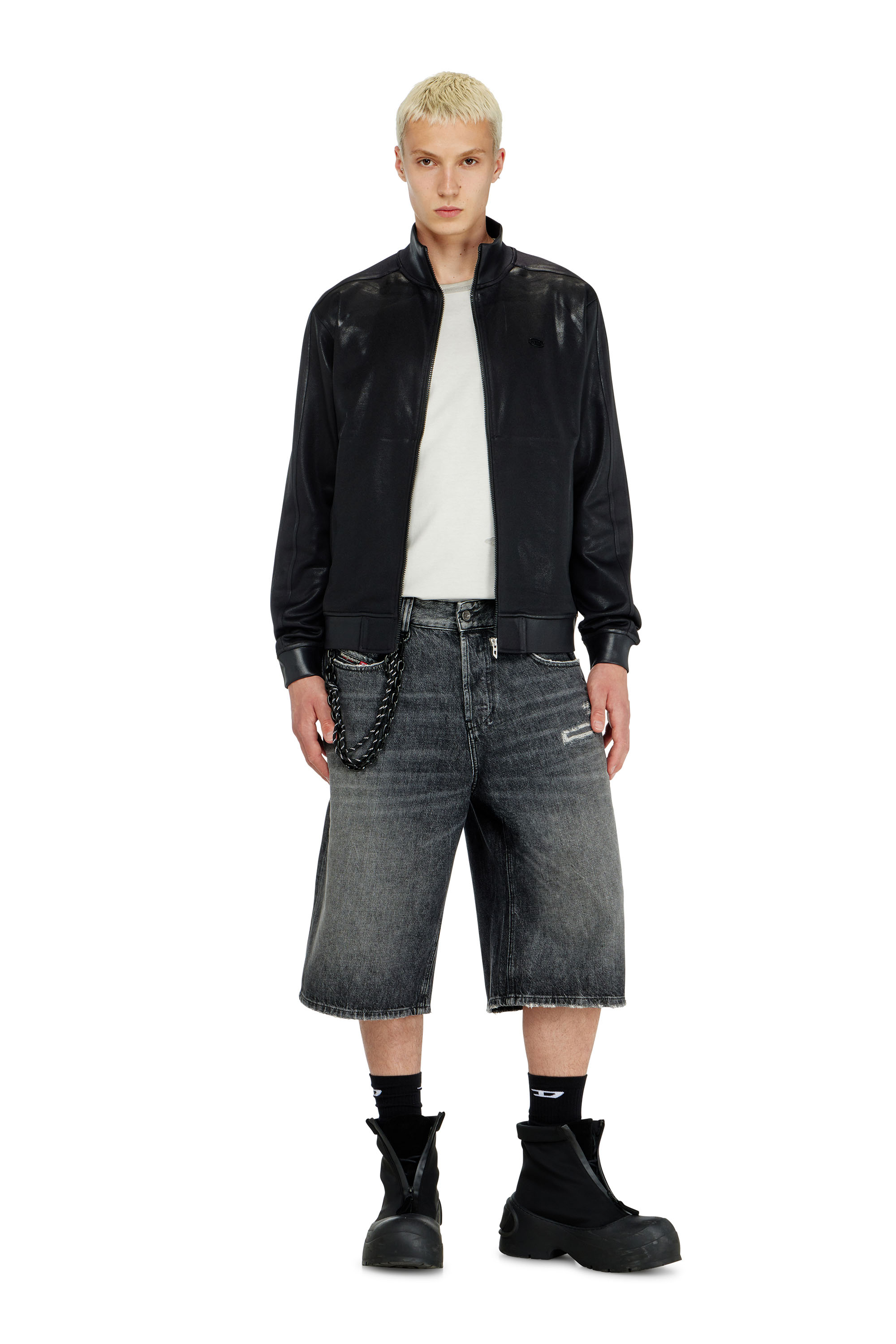 Diesel - S-GLOSSY, Male's ジップアップスウェット in ブラック - 1