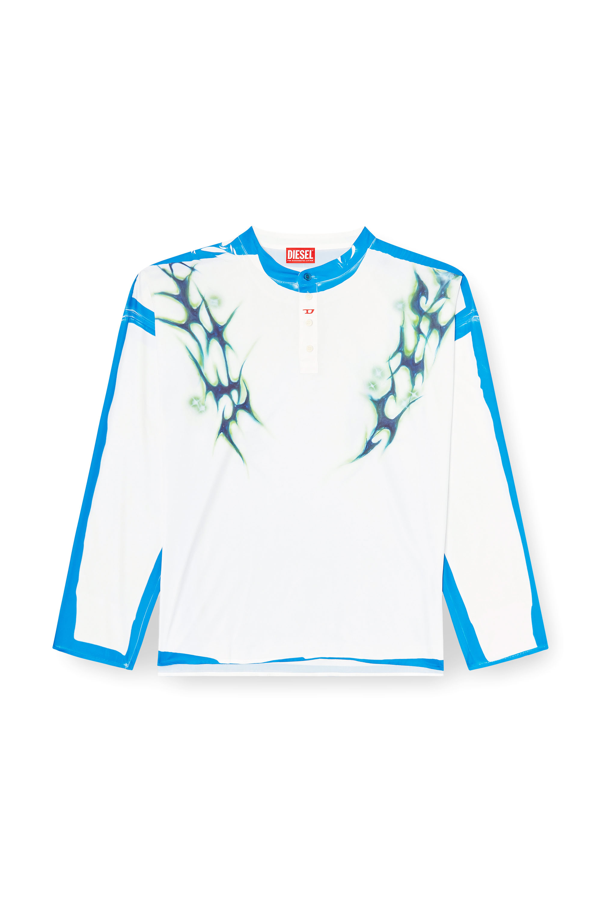 Diesel - T-OLAVI-A-SER-GRAFFITI-JAP, Unisex's Long-sleeve T-shirt with graffiti print in ブルー/ホワイト - 6