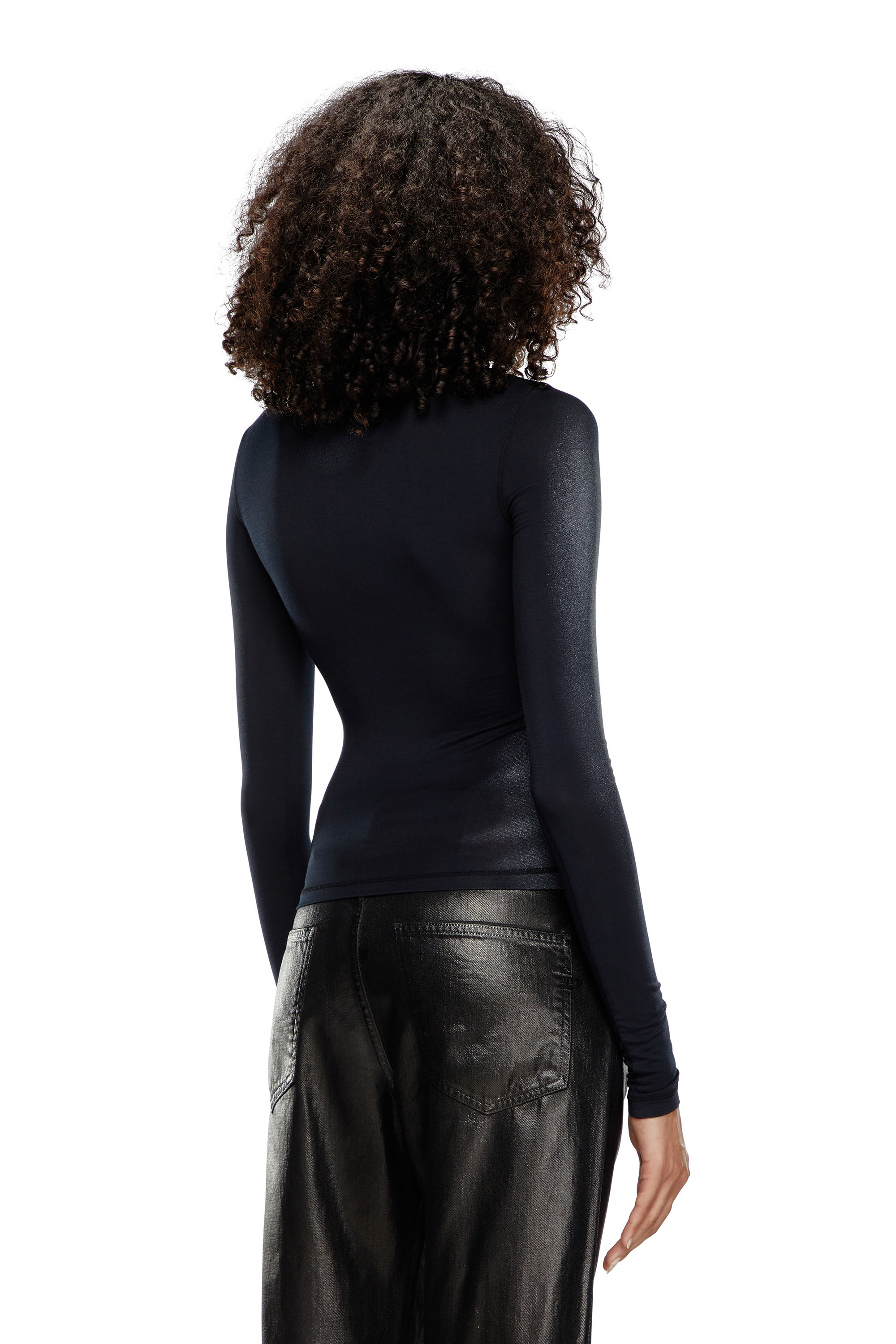 Diesel - T-ILON, Female's Long-sleeve T-shirt with metallic effects in ブラック - 4