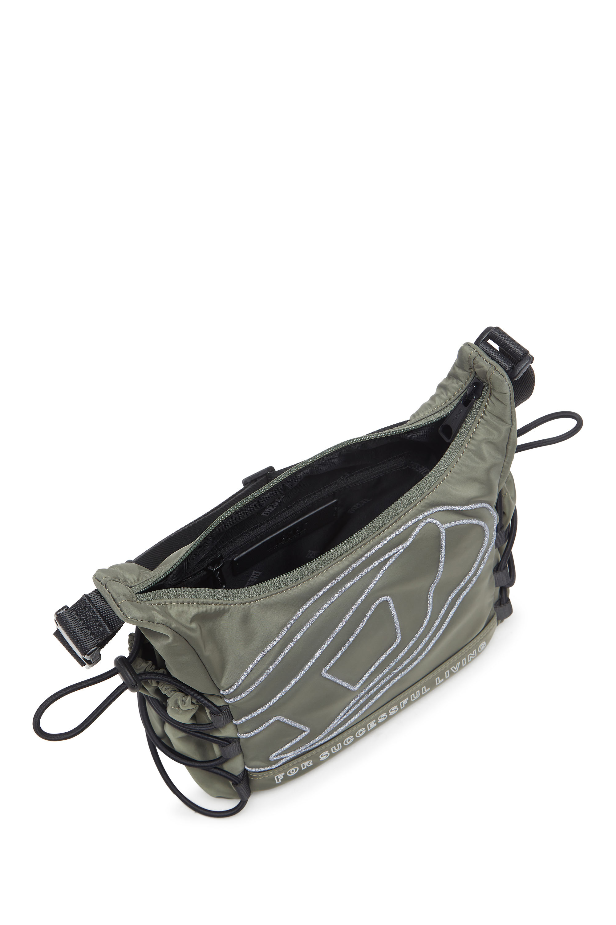 Diesel - TECH-D CROSSBODY X, Unisex's TECH-D - Bag with reflective Oval D embroidery in オリーブグリーン - 5