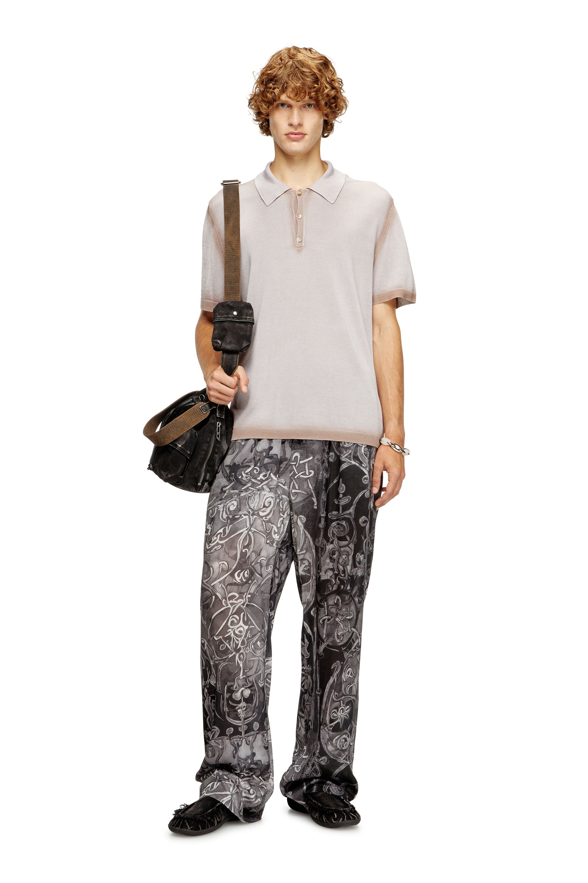 Diesel - K-VIRTO, Male's Dégradé knitted polo shirt in ベージュ - 2