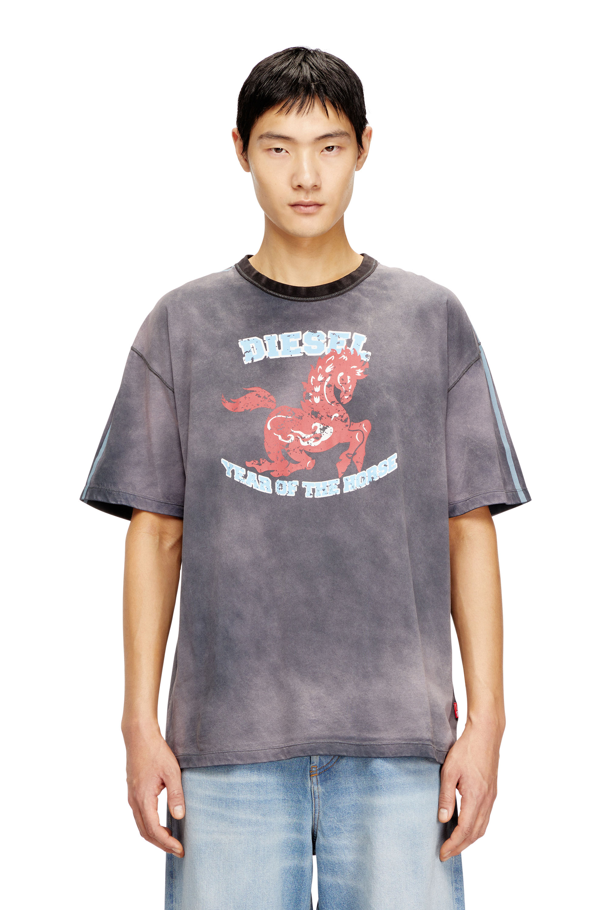 Diesel - CL-T-BOXT-HORSE, Male's Cotton T-shirt with horse graphic print in グレー - 3