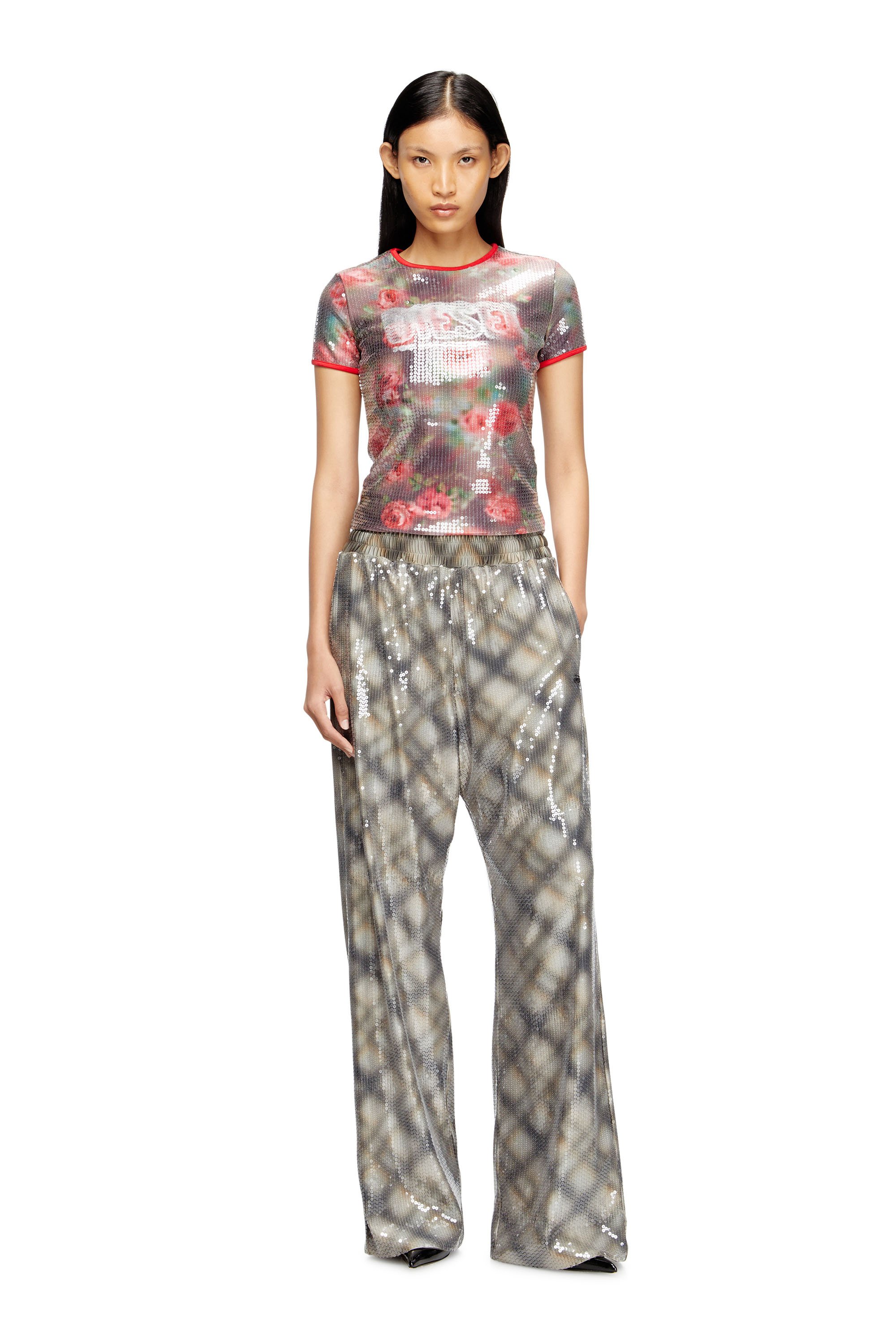 Diesel - T-UNKYEL, Female's 半袖トップ in ブラウン/グリーン - 1