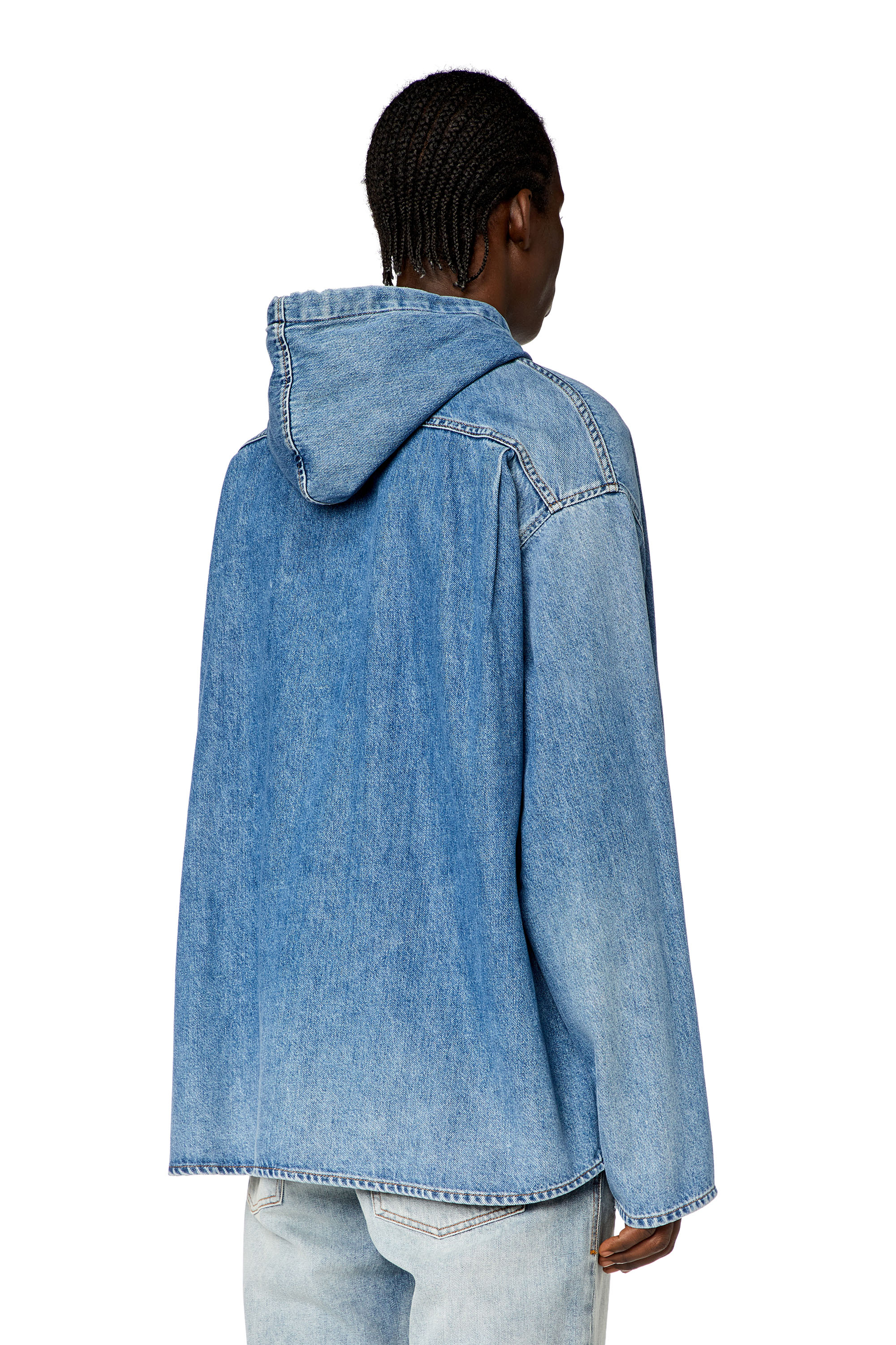 Diesel - D-DEWNY-HOOD, Male's Hybrid shirt in fix denim in ブルー - 4