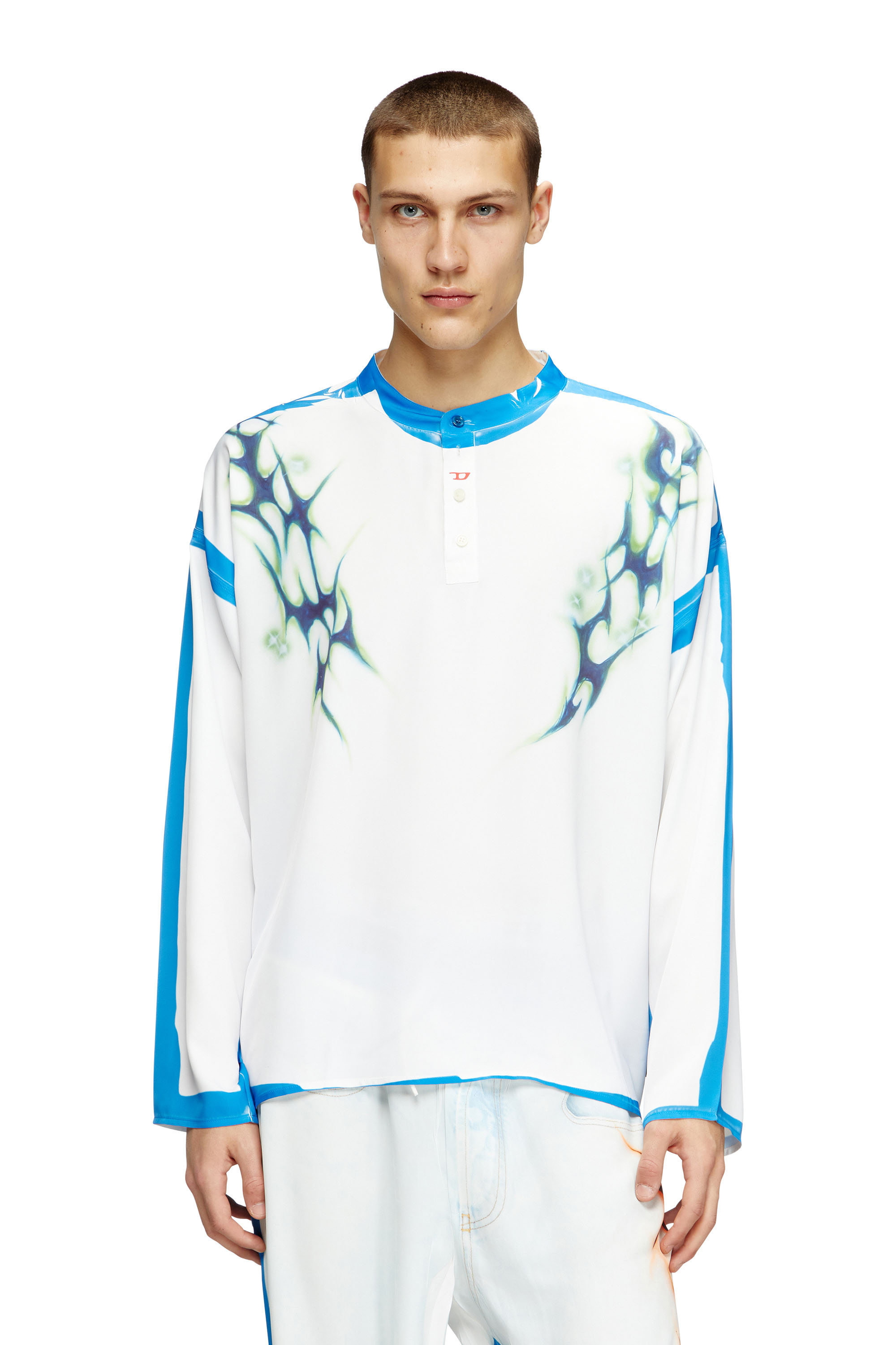 Diesel - T-OLAVI-A-SER-GRAFFITI-JAP, Unisex's Long-sleeve T-shirt with graffiti print in ブルー/ホワイト - 3