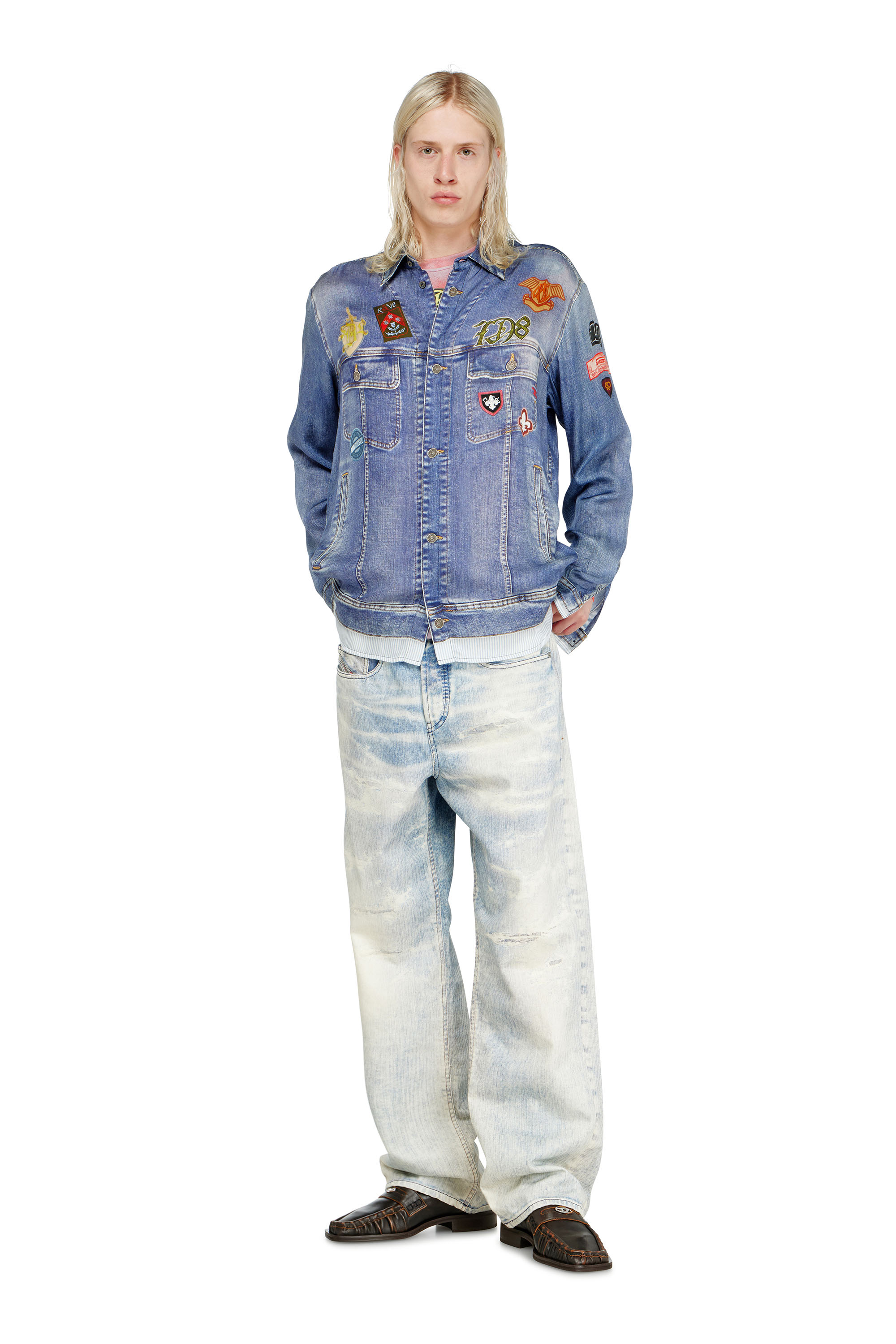 Diesel - S-SIMPLY-PATCH, Male's シャツ in ミディアムブルー - 1