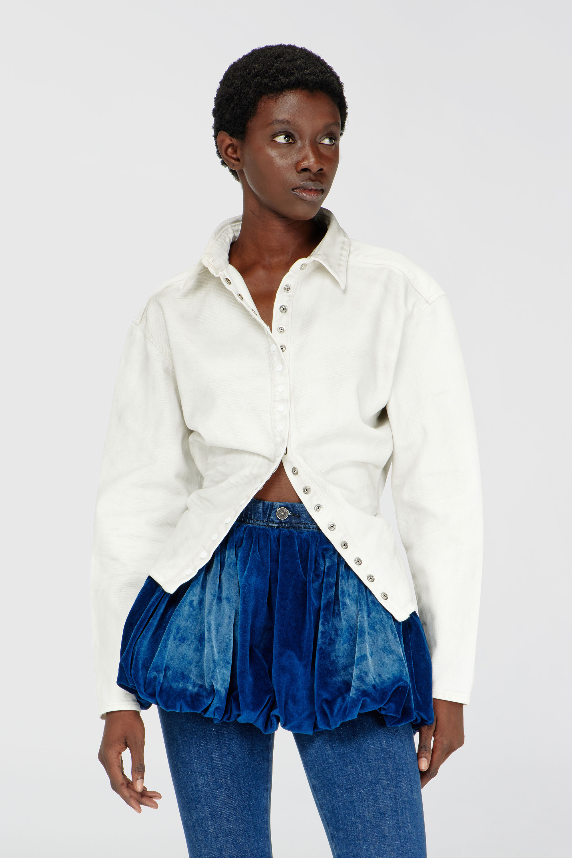 Diesel - DE-PLAZY-FSJ1, Female's Fitted shirt in denim in ホワイト - 3