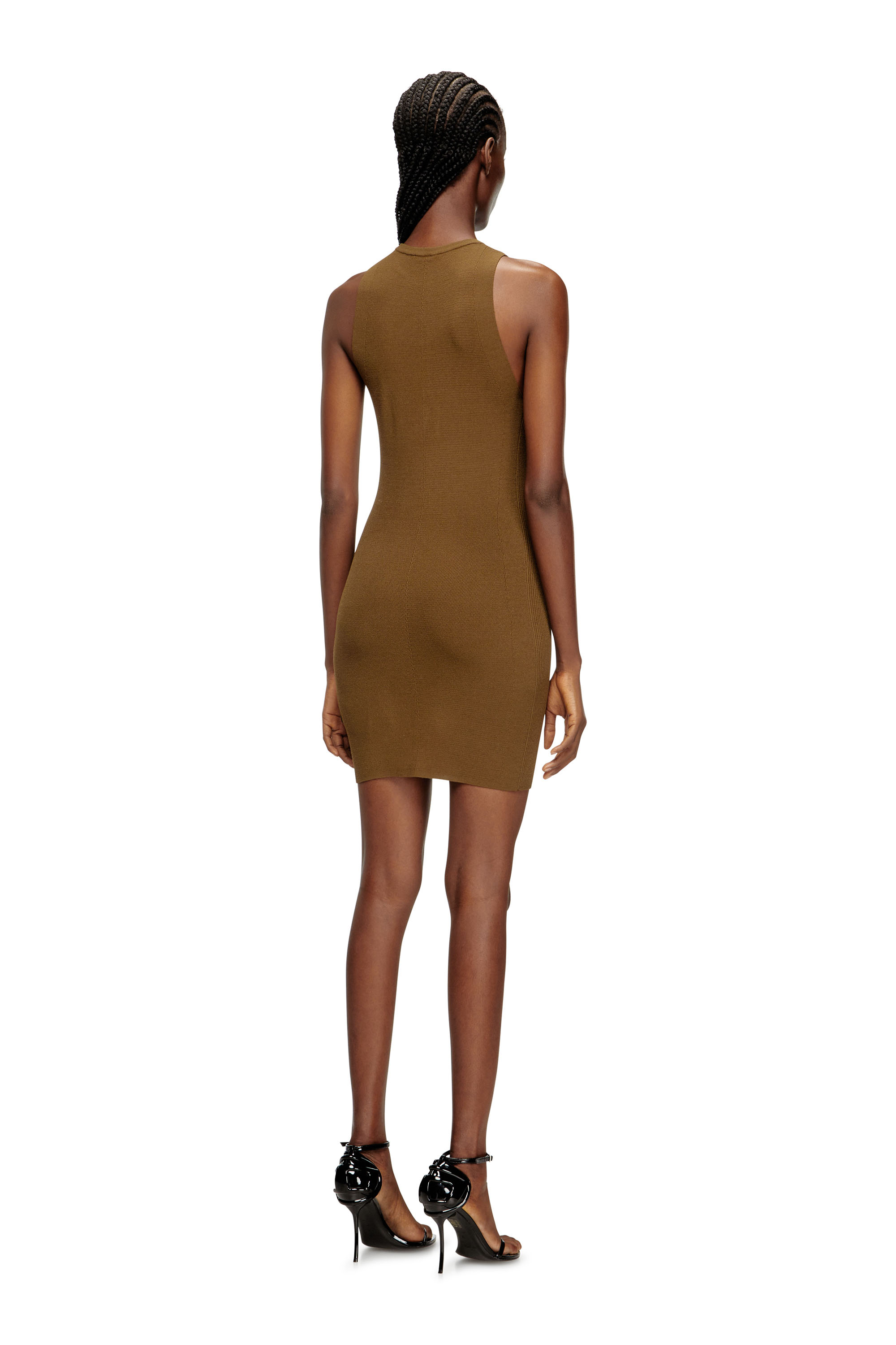 Diesel - M-CADDIX, Female's Ribbed knit sleeveless dress in ブラウン - 3