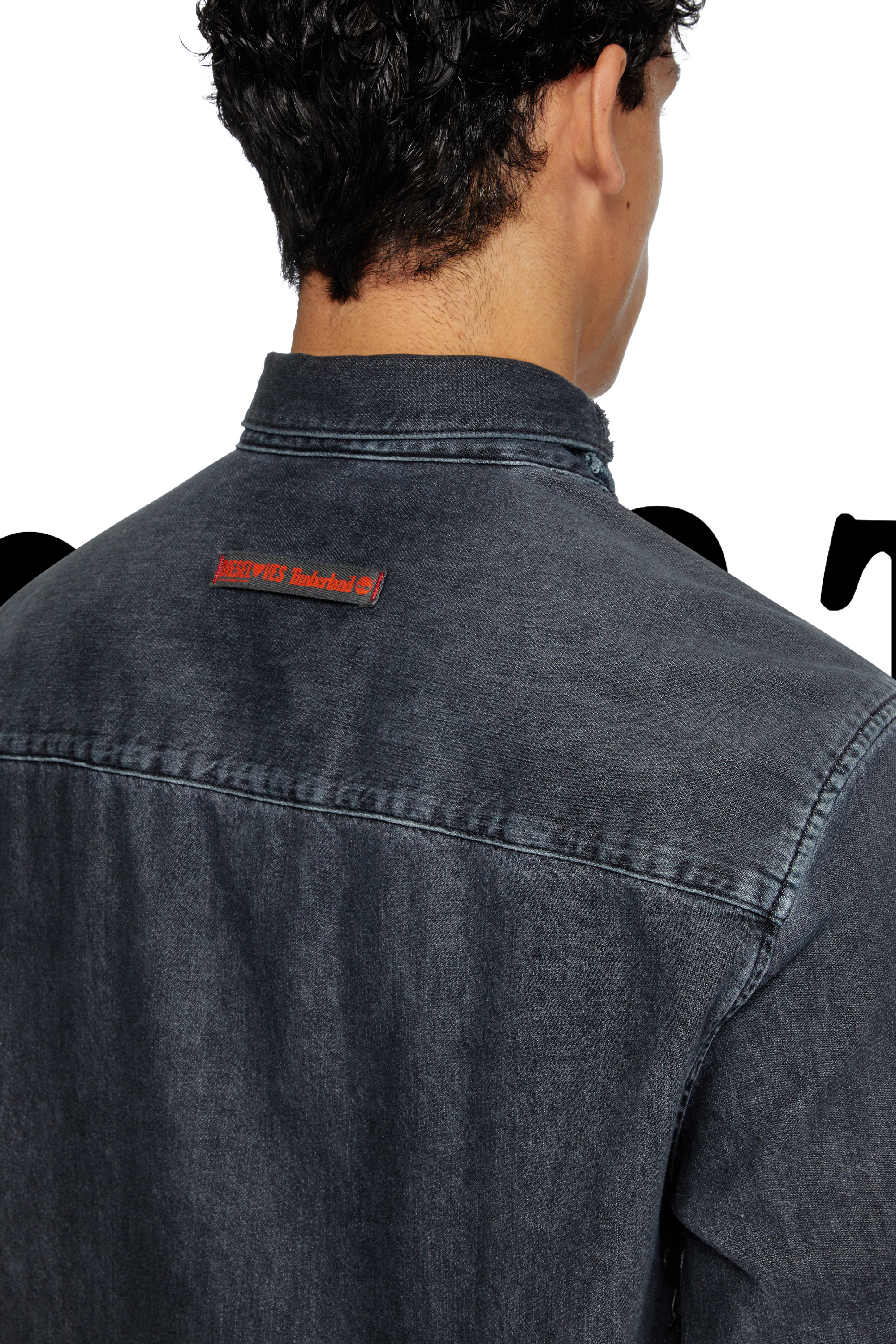 Diesel - Shirt Dieseloves 6B, Unisex's Overdyed check and denim shirt in ブルー/ブラック - 2