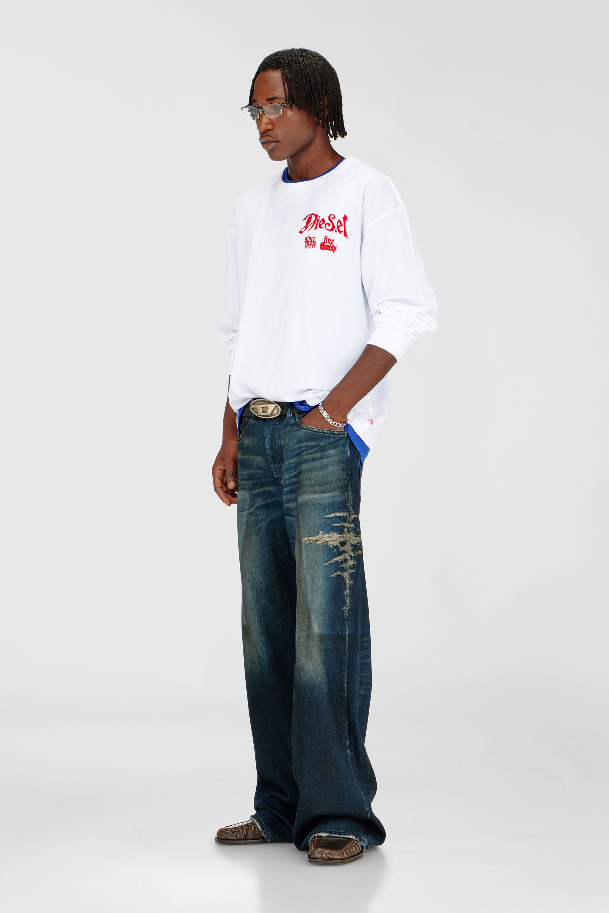 Diesel - T-BOXT-LS-AA6, Male's 長袖Tシャツ in ホワイト - 2