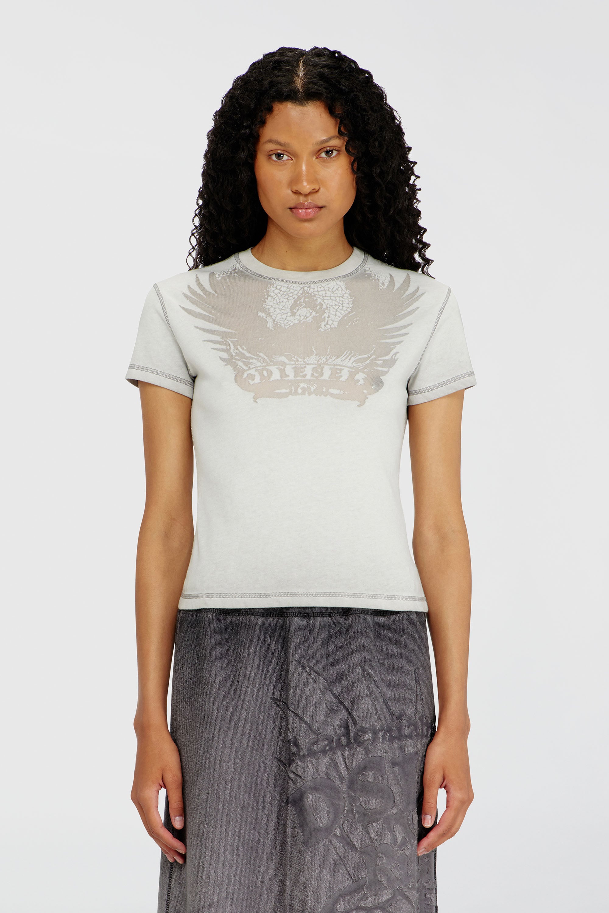 Diesel - T-ILA-AA7, Female's Tシャツ in ライトグレー - 1