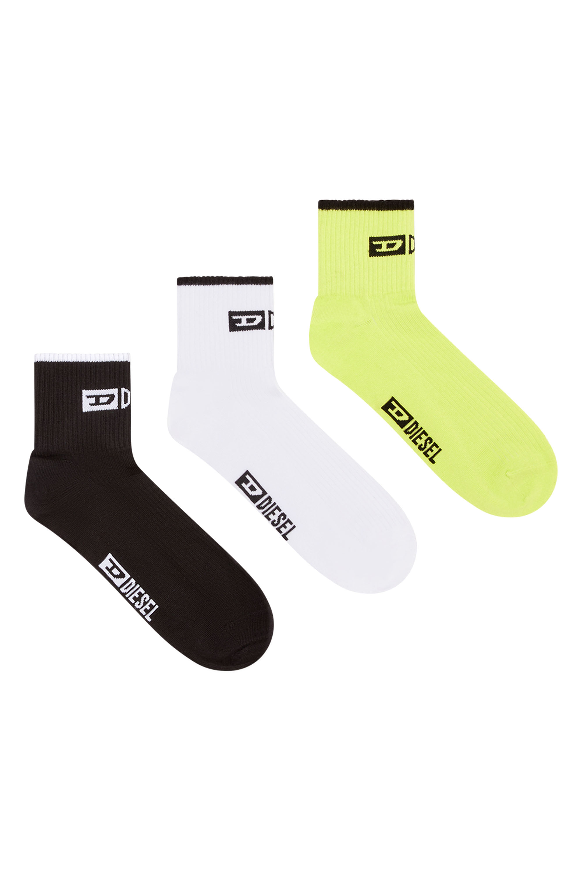 Diesel - SKM-UNDY THREEPACK, Male's Three-pack of jacquard logo socks in ブラック/グリーン - 1