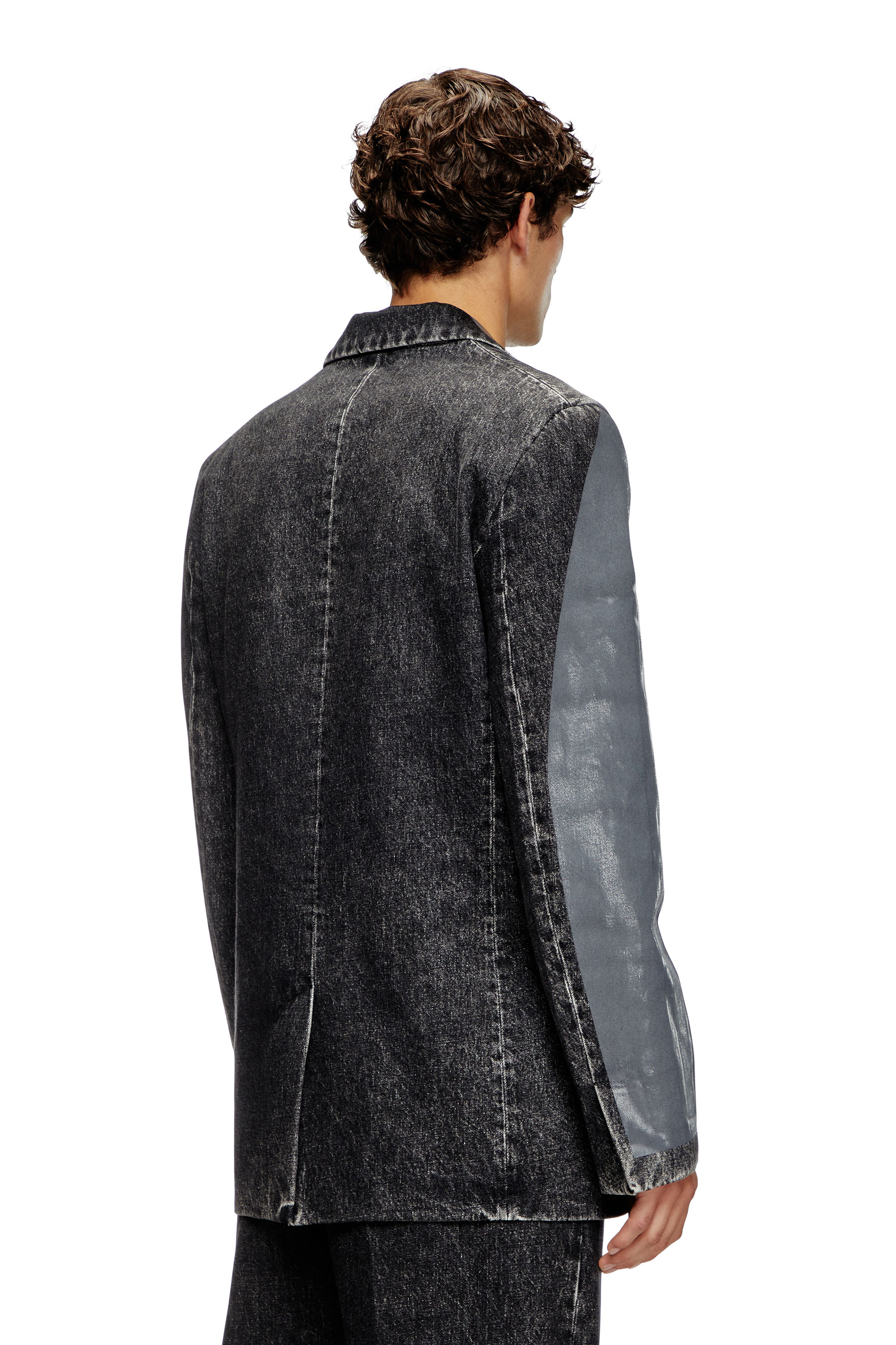 Diesel - D-KOT-FSF, Male's Denim blazer with half coating in グレー/ブラック - 5