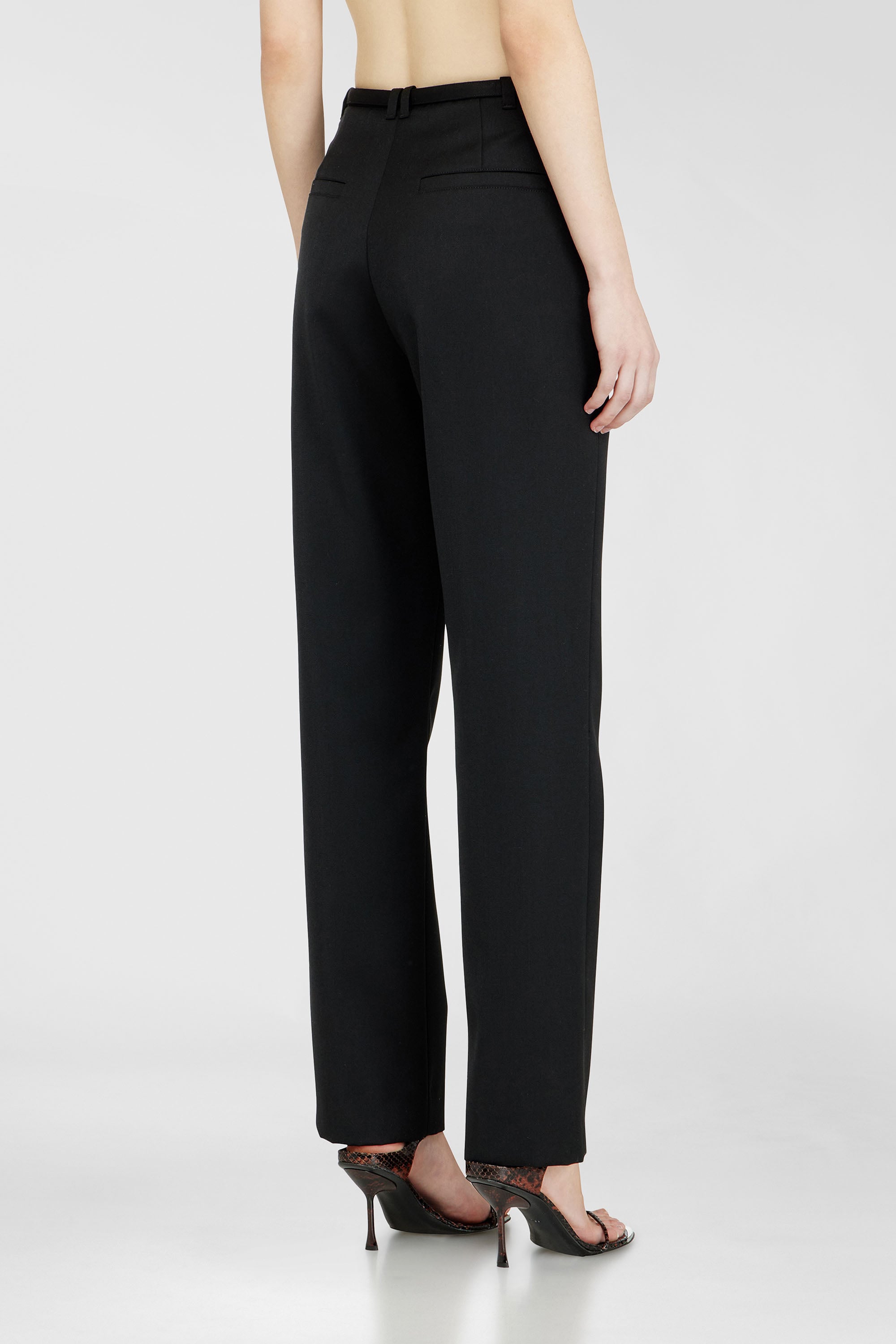 Diesel - P-IXIE-1, Female's Tailored pants with biker belt strap in ブラック - 4