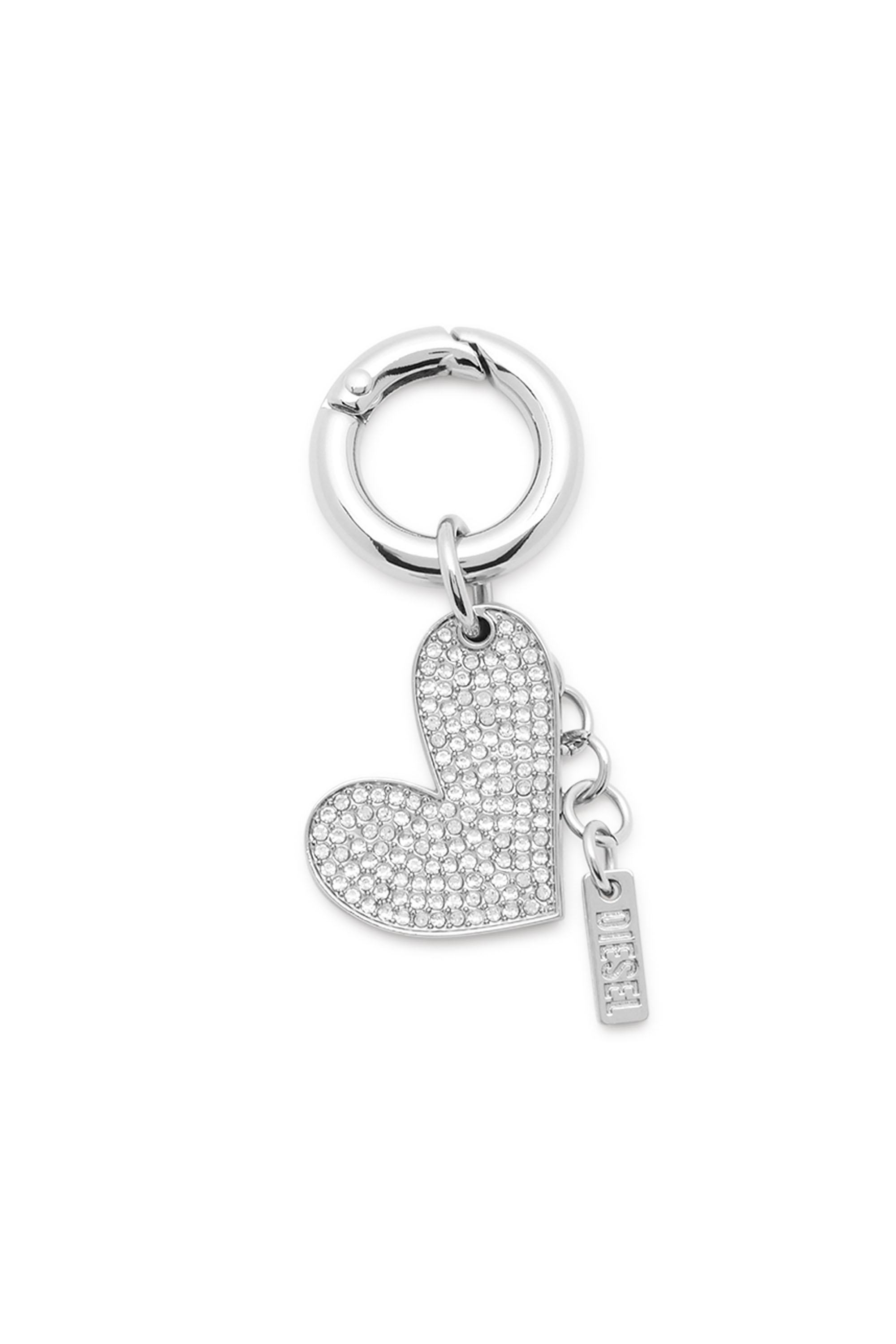Diesel - CHARM-HEART, Female's Metal heart charm with rhinestones in シルバー - 1