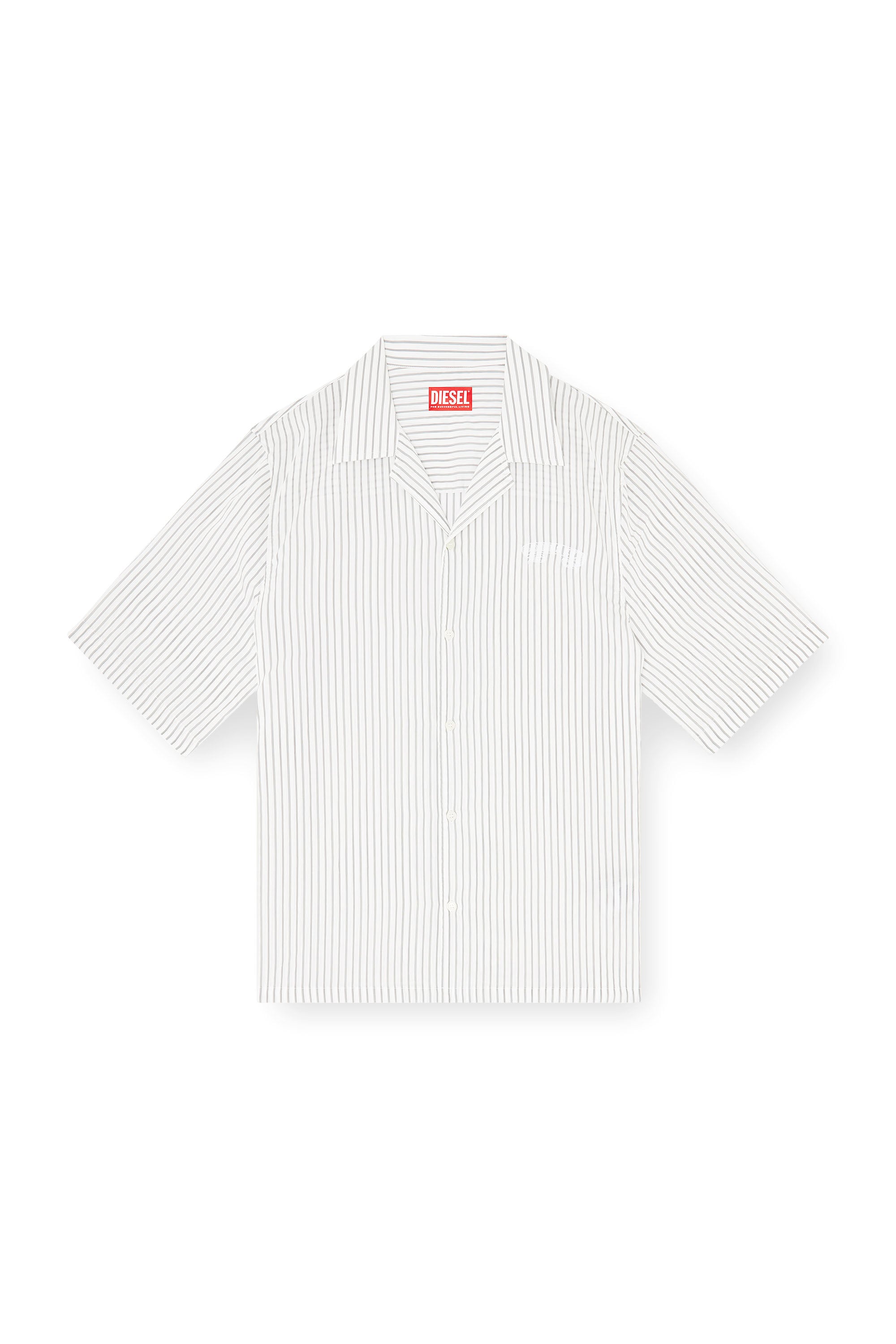 Diesel - S-MAC-EFBV, Male's 半袖シャツ in ホワイト/グレー - 3