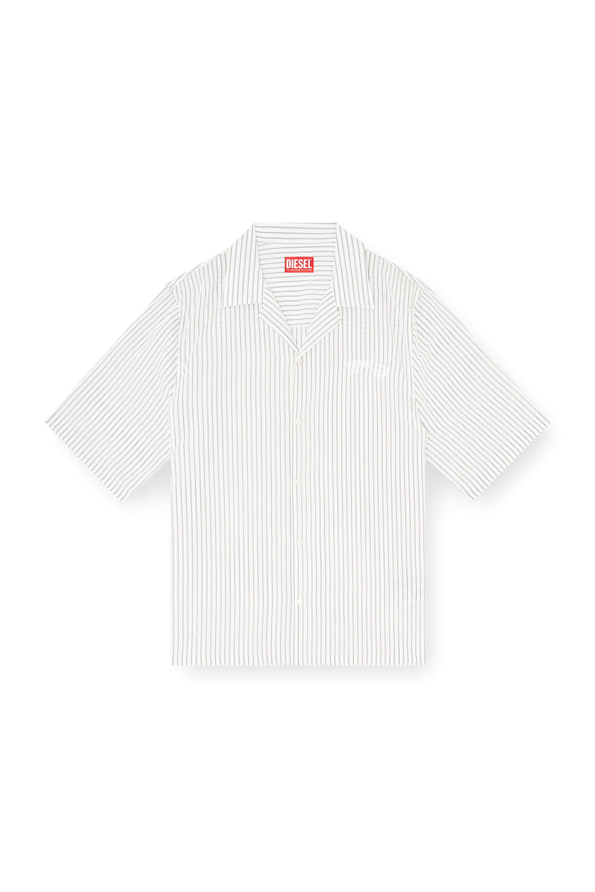 Diesel - S-MAC-EFBV, Male's 半袖シャツ in ホワイト/グレー - 2