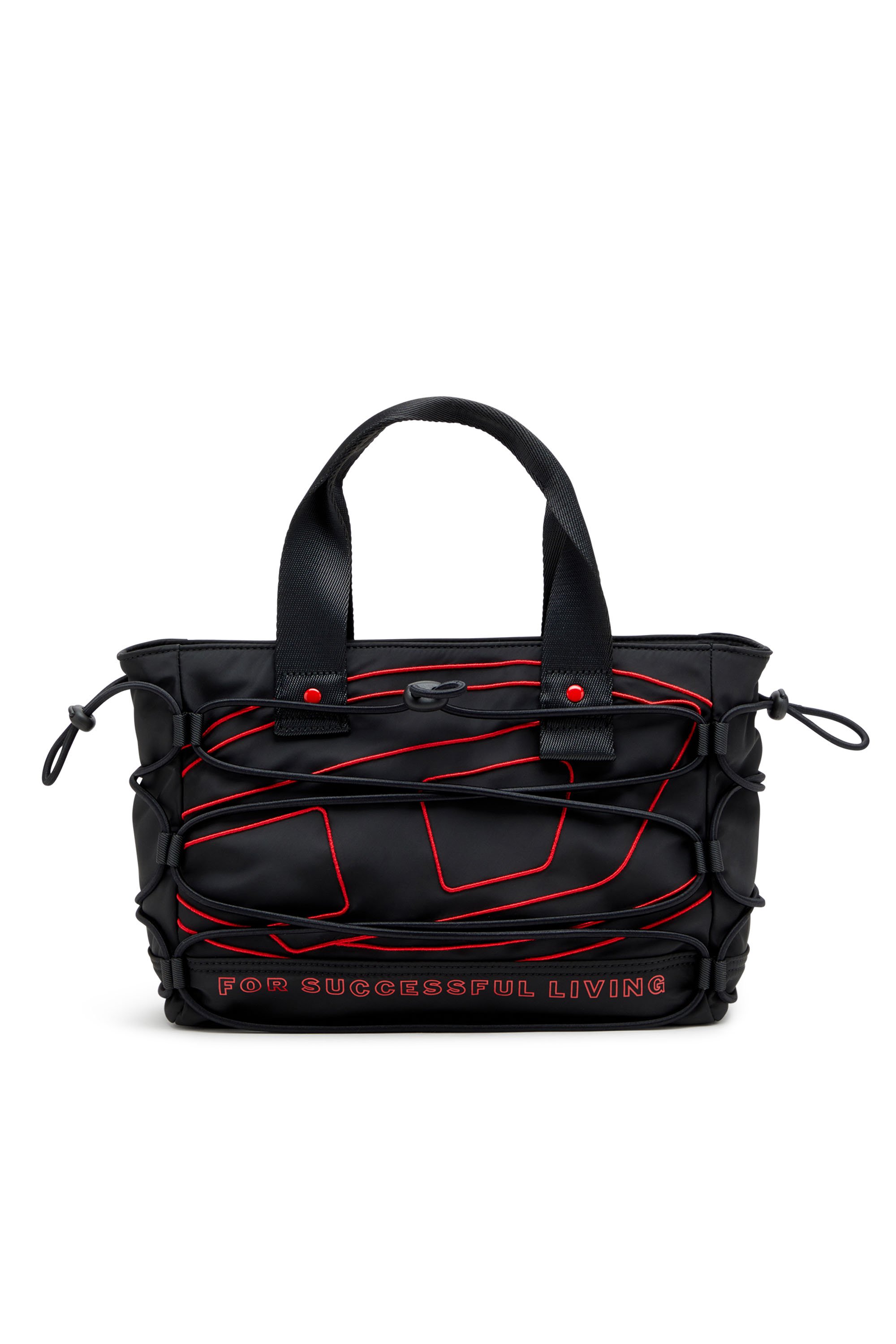 Diesel - TECH-D TOTE S X, Unisex's Tech-D-Small nylon tote bag with Oval D embroidery in ブラック - 1