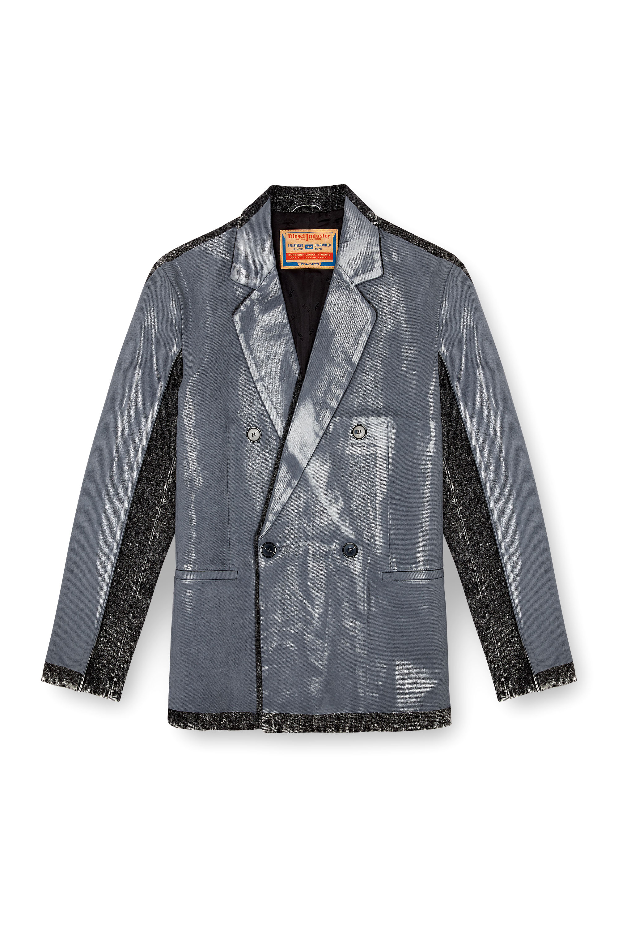 Diesel - D-KOT-FSF, Male's Denim blazer with half coating in グレー/ブラック - 2