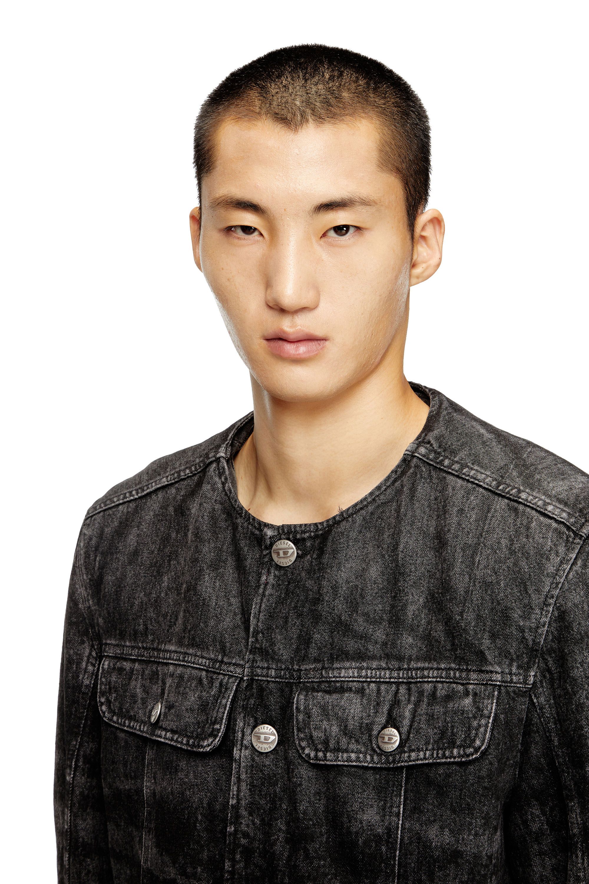 Diesel - D-ABERDEEN-FSH2, Male's Jacket in lasered cotton-hemp denim in ブラック - 4