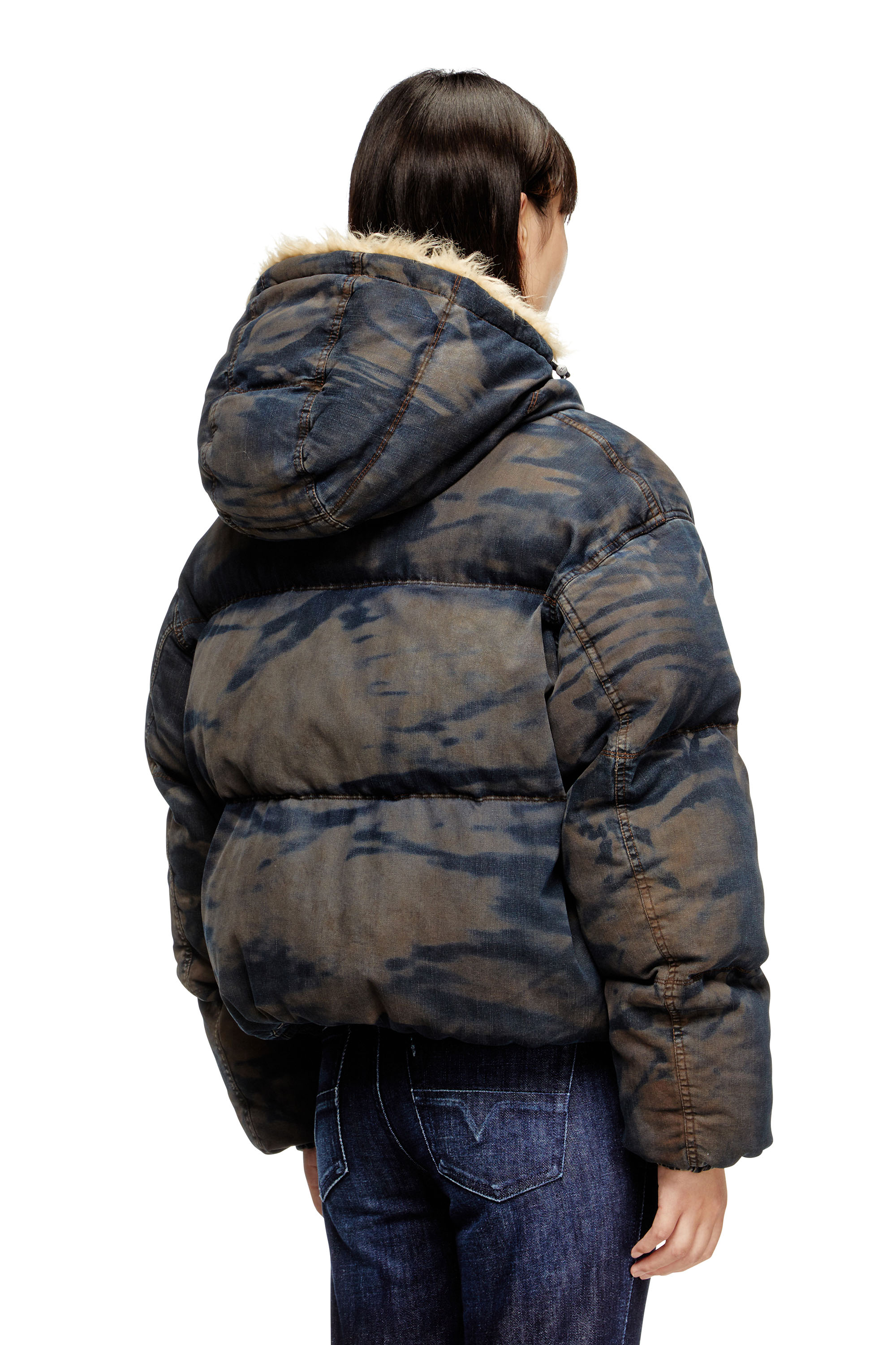 Diesel - W-AVES-FUR, Female's パファージャケット in ブラック/ブラウン - 4