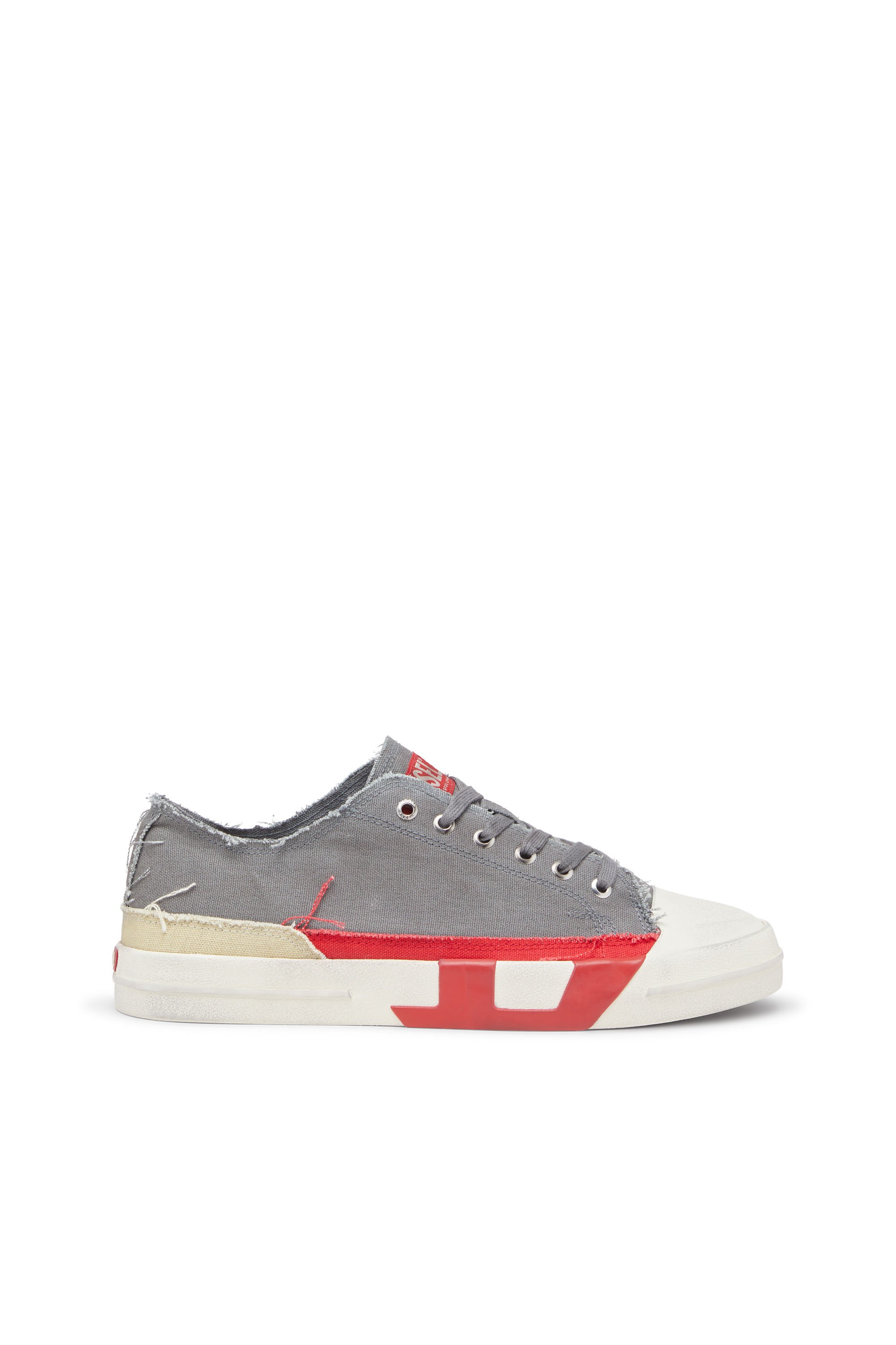 Diesel - S-D-VERSE LOW, Male's S-D-Verse-Dirty-effect canvas sneakers in グレー - 1