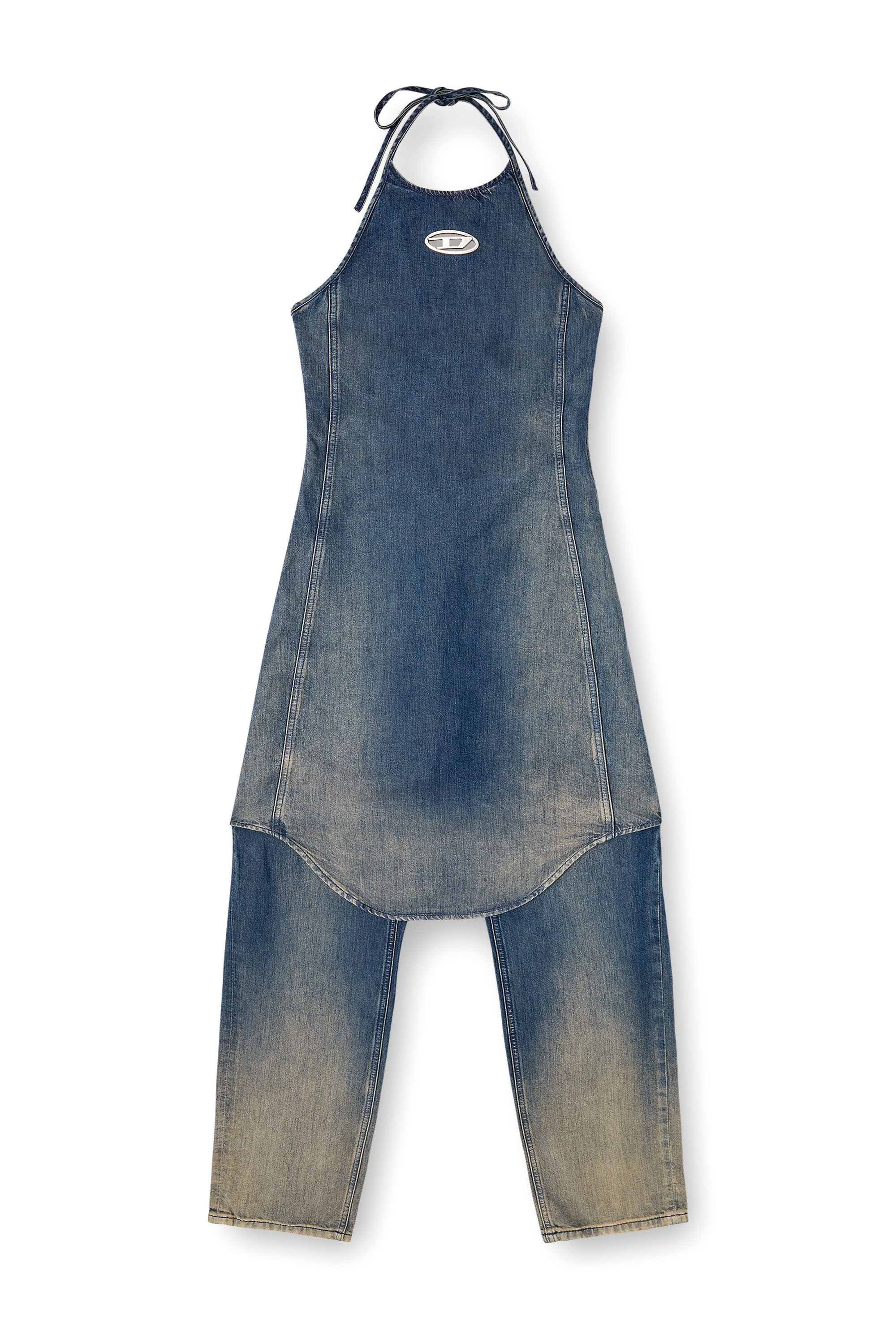 DE-CYNTHIA-S, ダークブルー Diesel - DE-CYNTHIA-S, Female's Halter jumpsuit in gradient fluid denim in ダークブルー - 5
