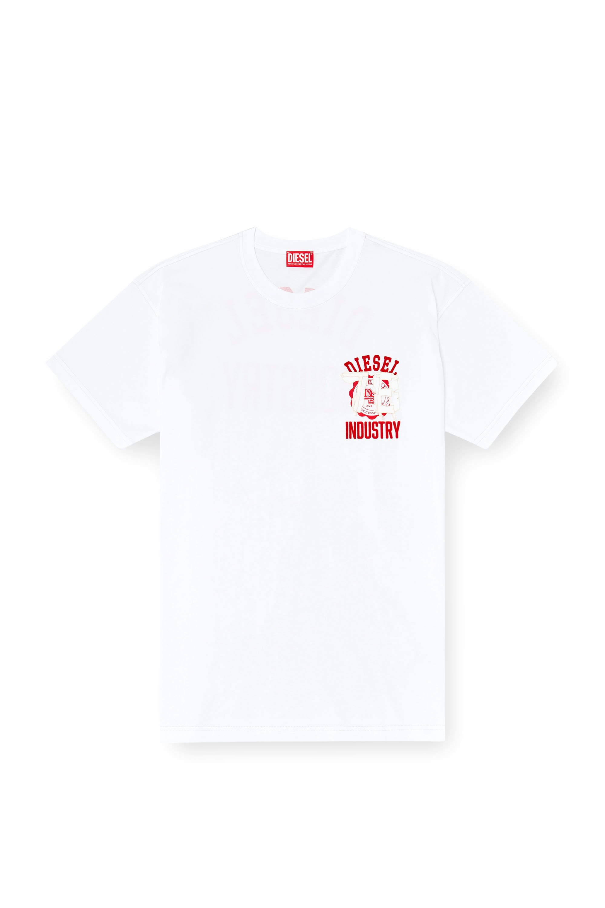 Diesel - T-NORM-V14, Male's T-shirt with Industry flocked print in ホワイト - 3