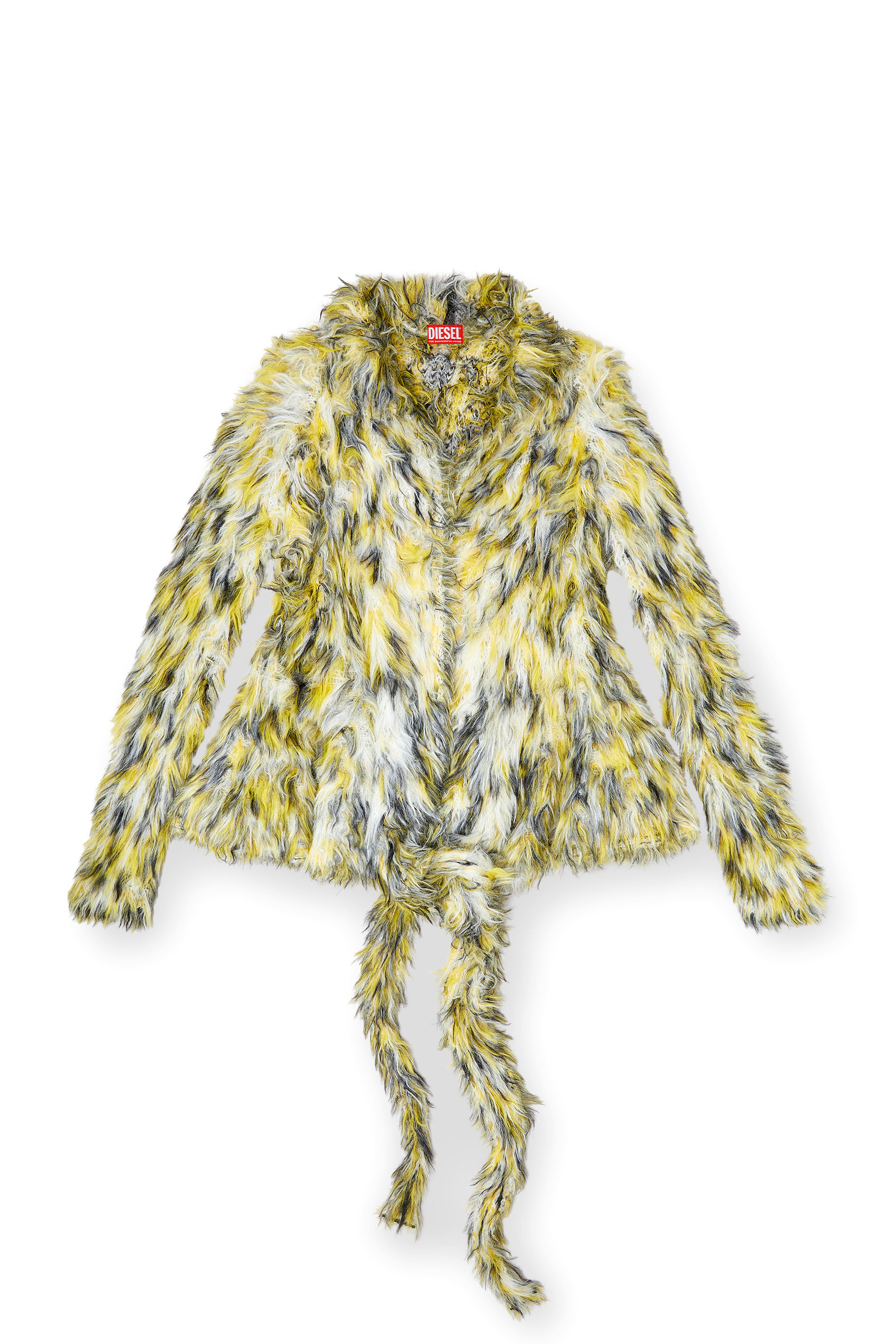 Diesel - M-ANNAINE, Female's Open-front cardigan in fluffy knit in ブラック/イエロー - 2