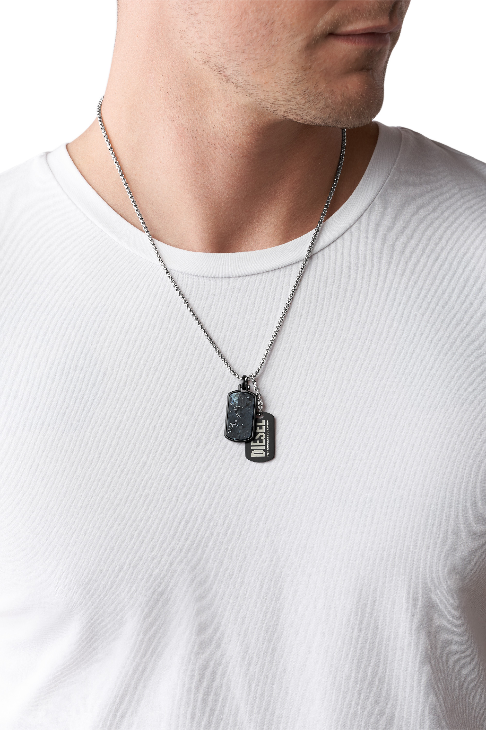 Diesel - DX1328, Male's ジュエリー ネックレス in ブラック/ブルー - 3