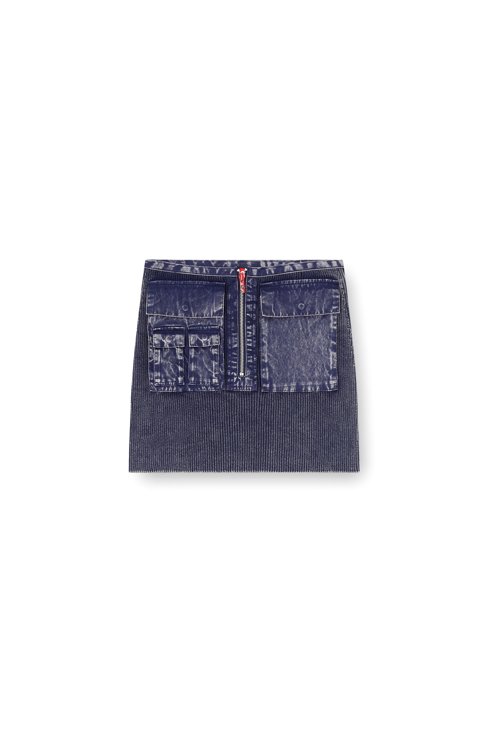 Diesel - M-MERYN-SHORT, Female's Ribbed mini skirt with denim treatment in ブルー - 3