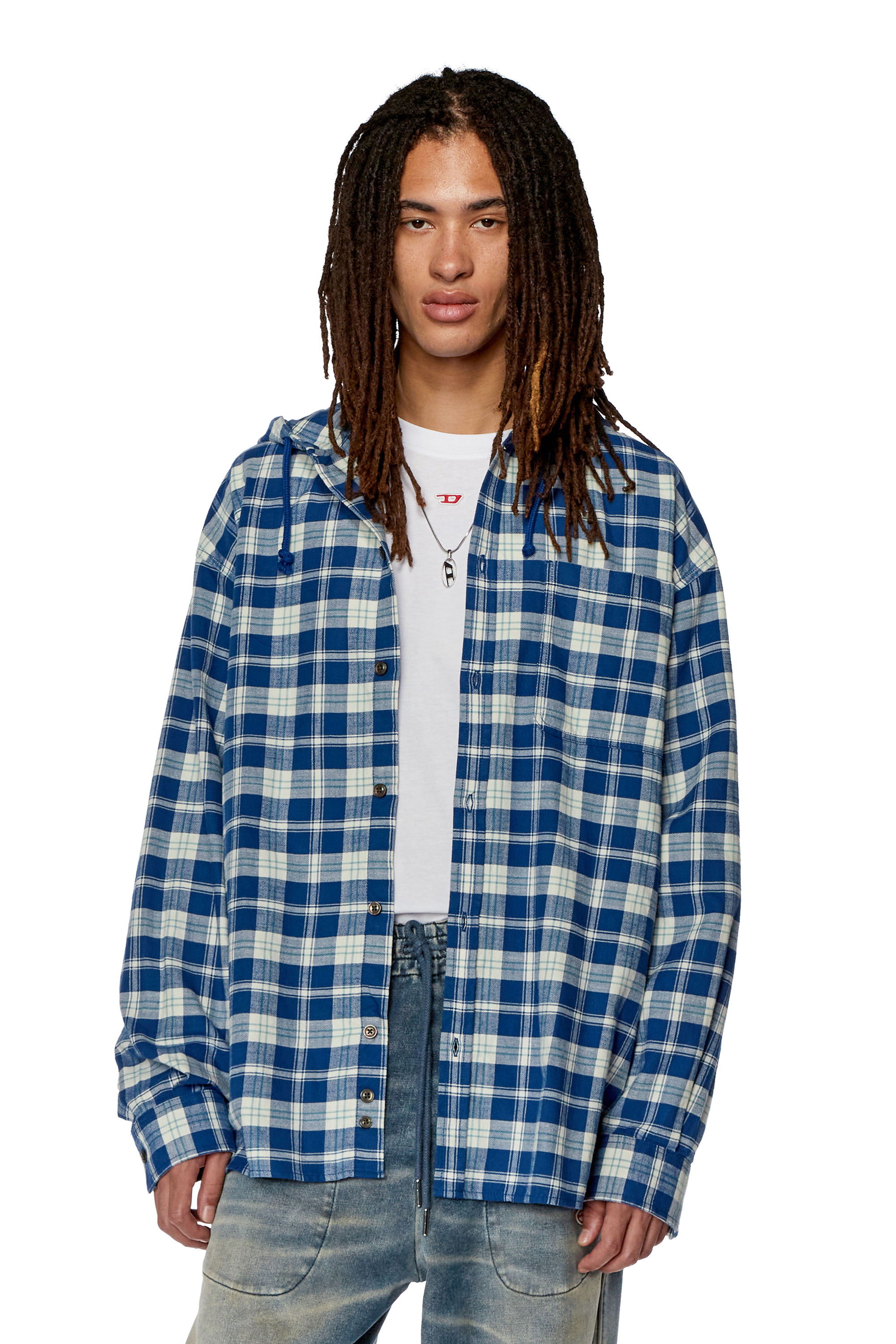 DIESEL ストライプ ワークシャツ XSサイズ ブルー | gulatilaw.com