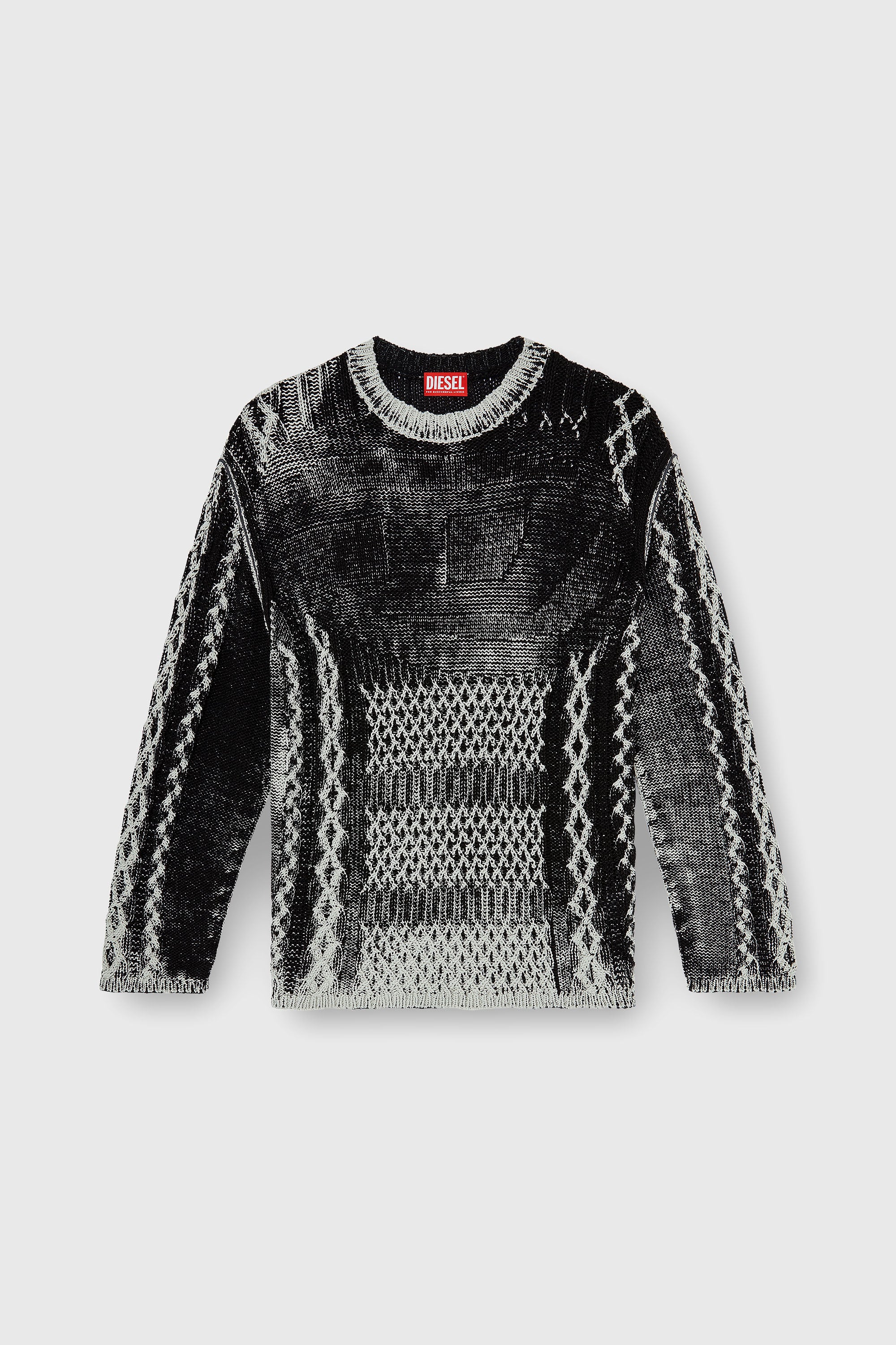Diesel - K-MIONE, Male's プルオーバーニット in グレー/ブラック - 2