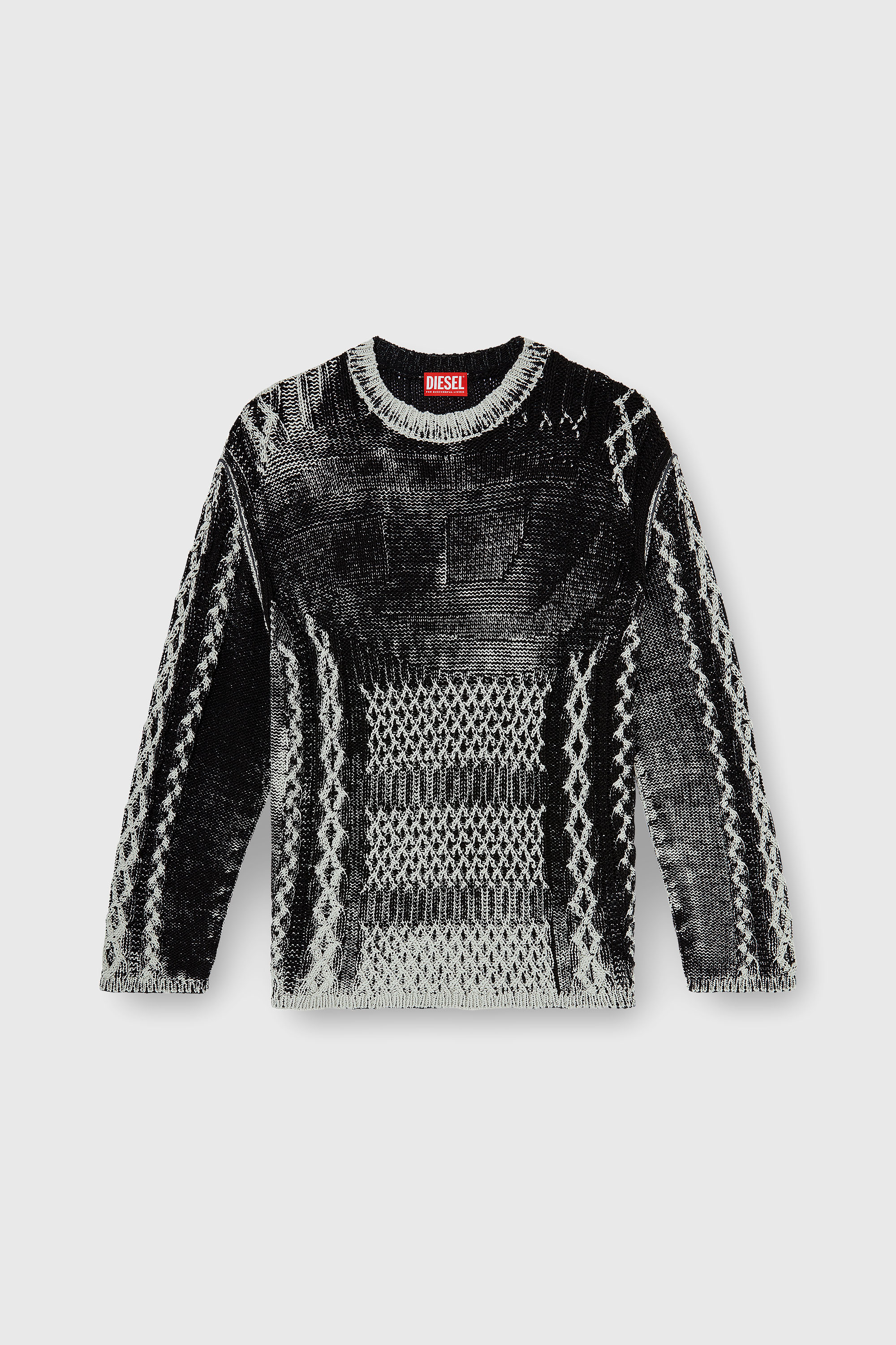 Diesel - K-MIONE, Male's プルオーバーニット in グレー/ブラック - 2